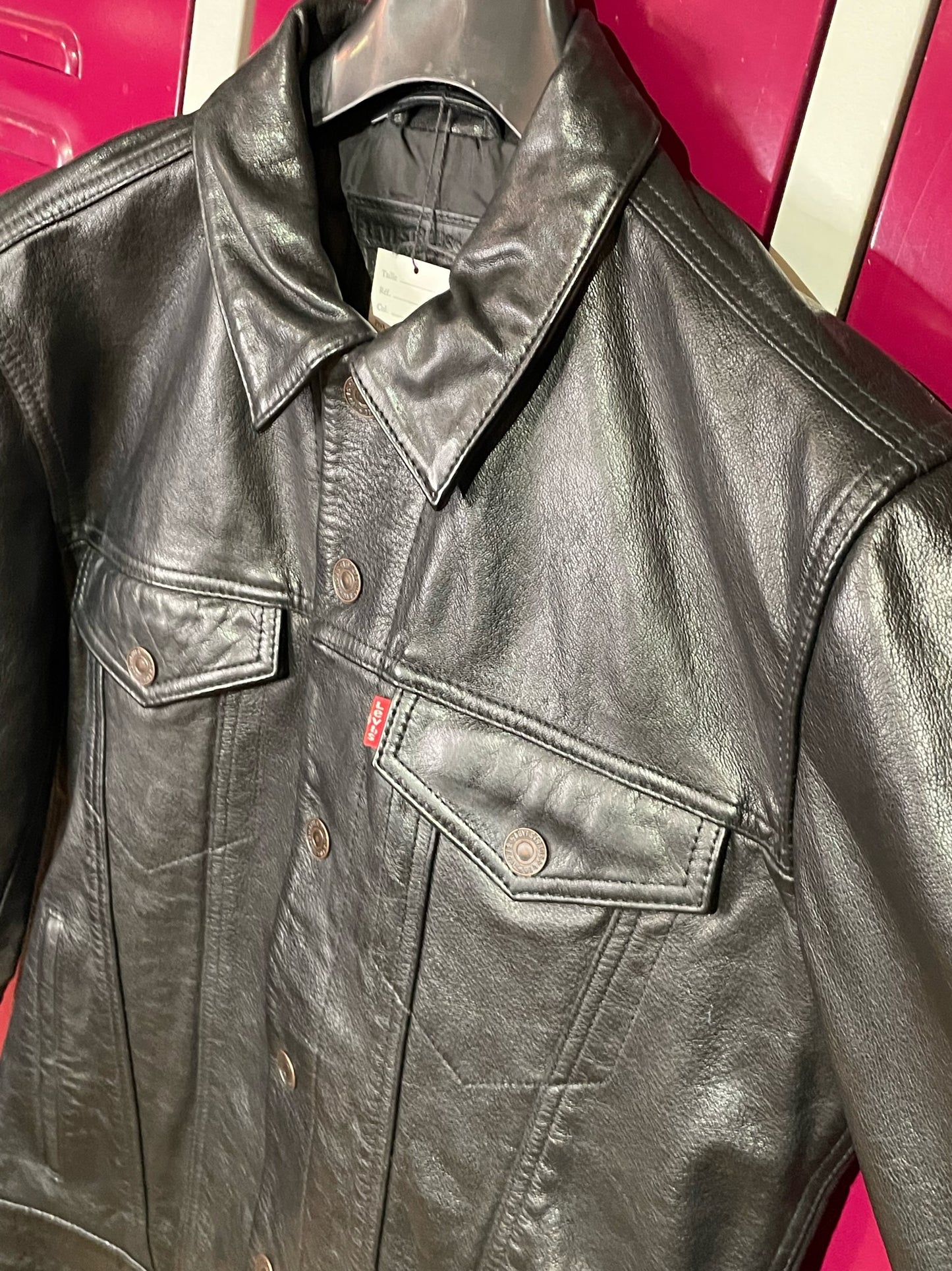 LEVI'S LEATHER TRUCKER JACKET SZ: S