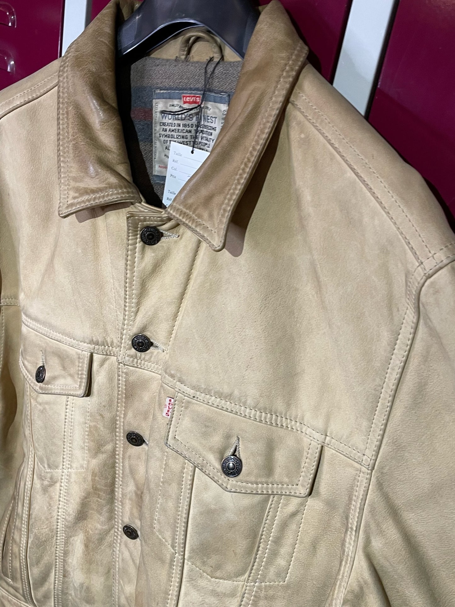 LEVI'S VINTAGE WESTERN TRUCKER LEATHER JACKET  SZ: L