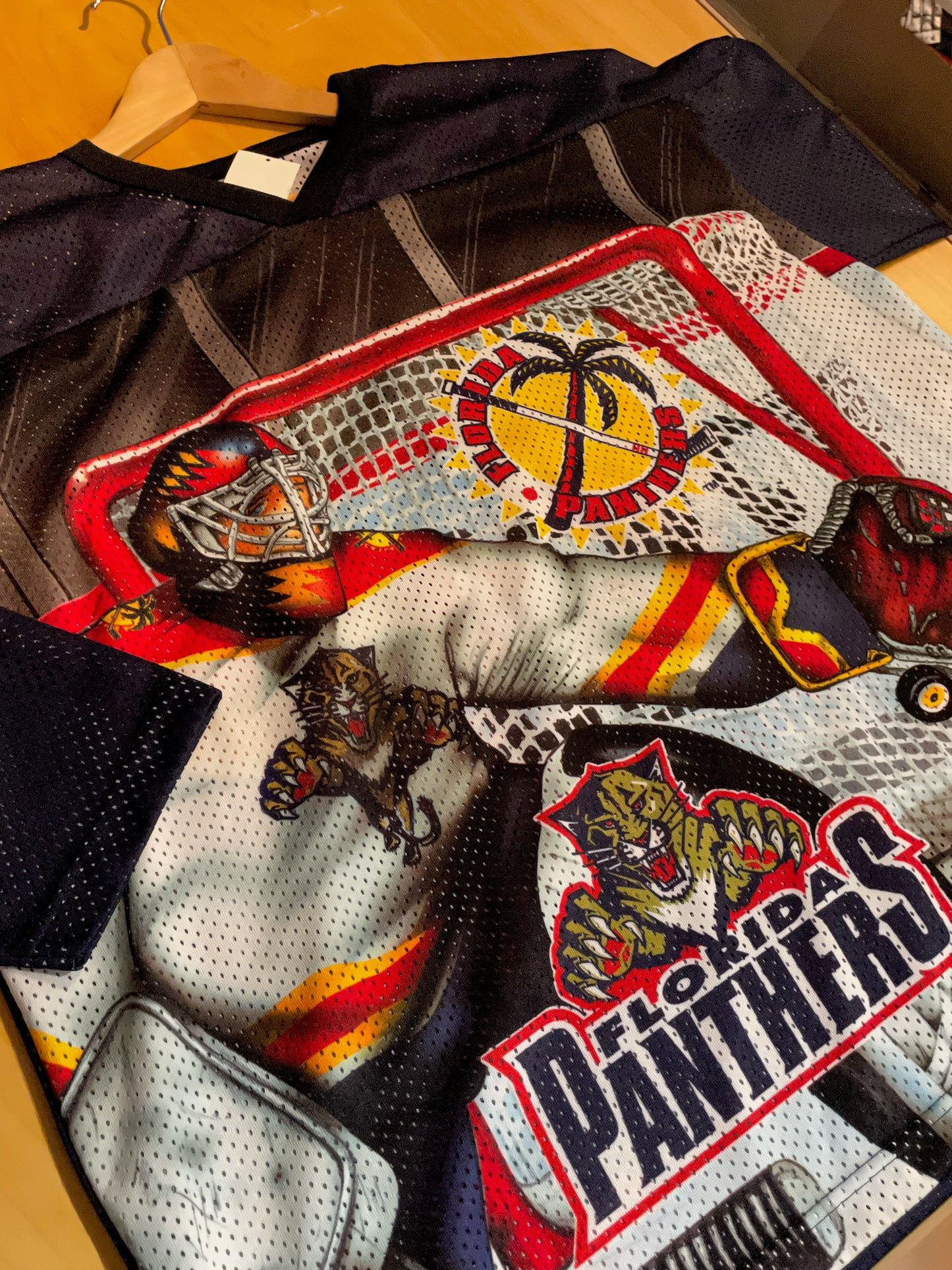 VINTAGE CCM FLORIDA PANTHERS ALLOVER PRINT NHL HOCKEY JERSEY SZ: L/XL