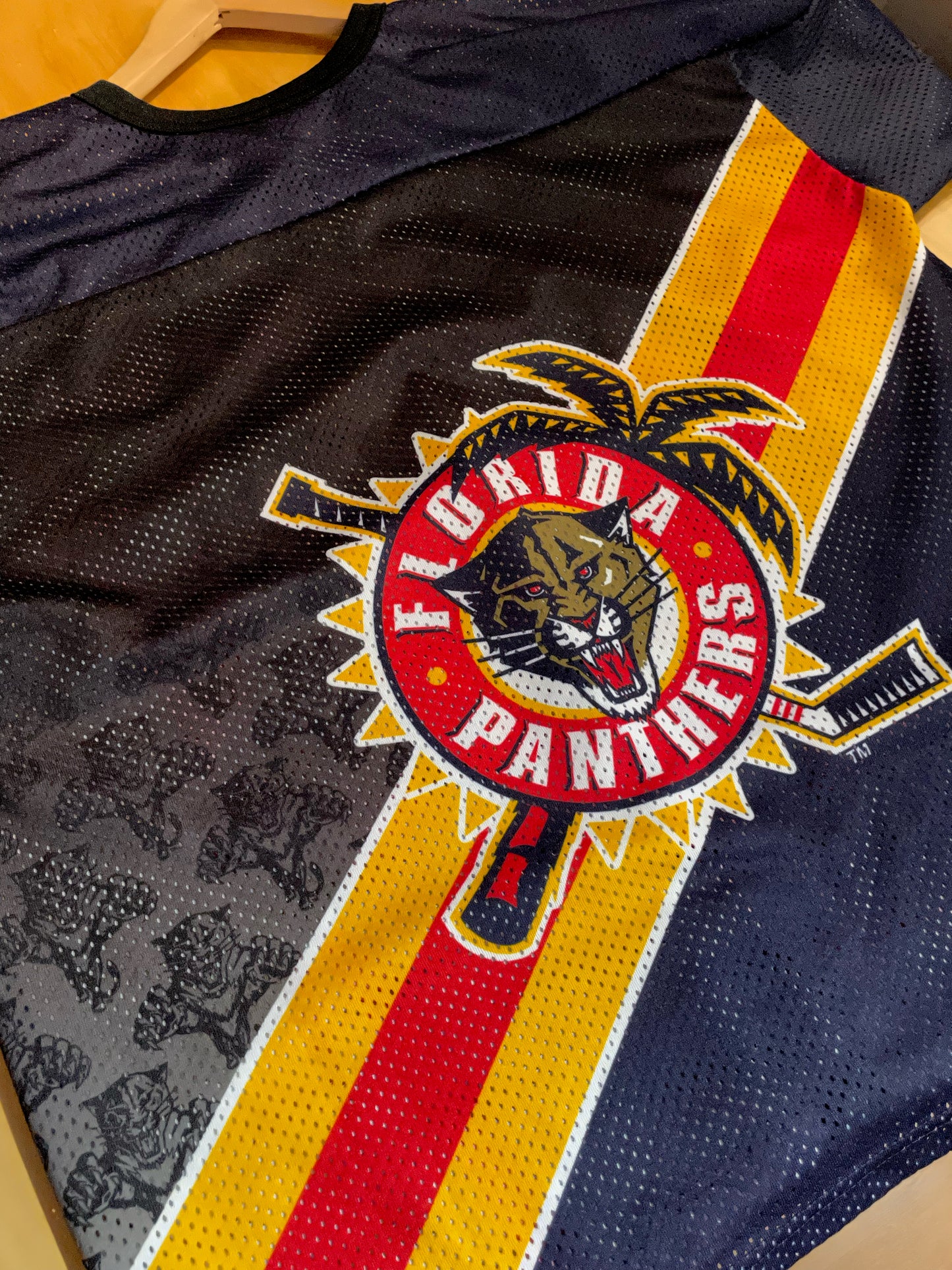 VINTAGE CCM FLORIDA PANTHERS ALLOVER PRINT NHL HOCKEY JERSEY SZ: L/XL