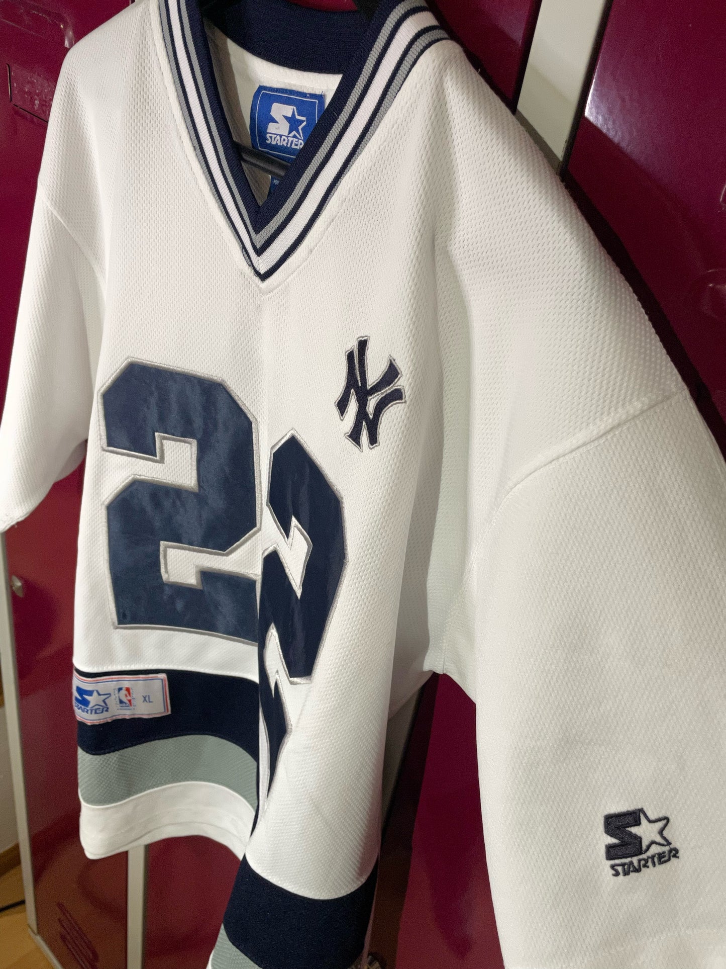 VINTAGE STARTER NEW YORK YANKEES "E. SMITH" MLB JERSEY  SZ: XL