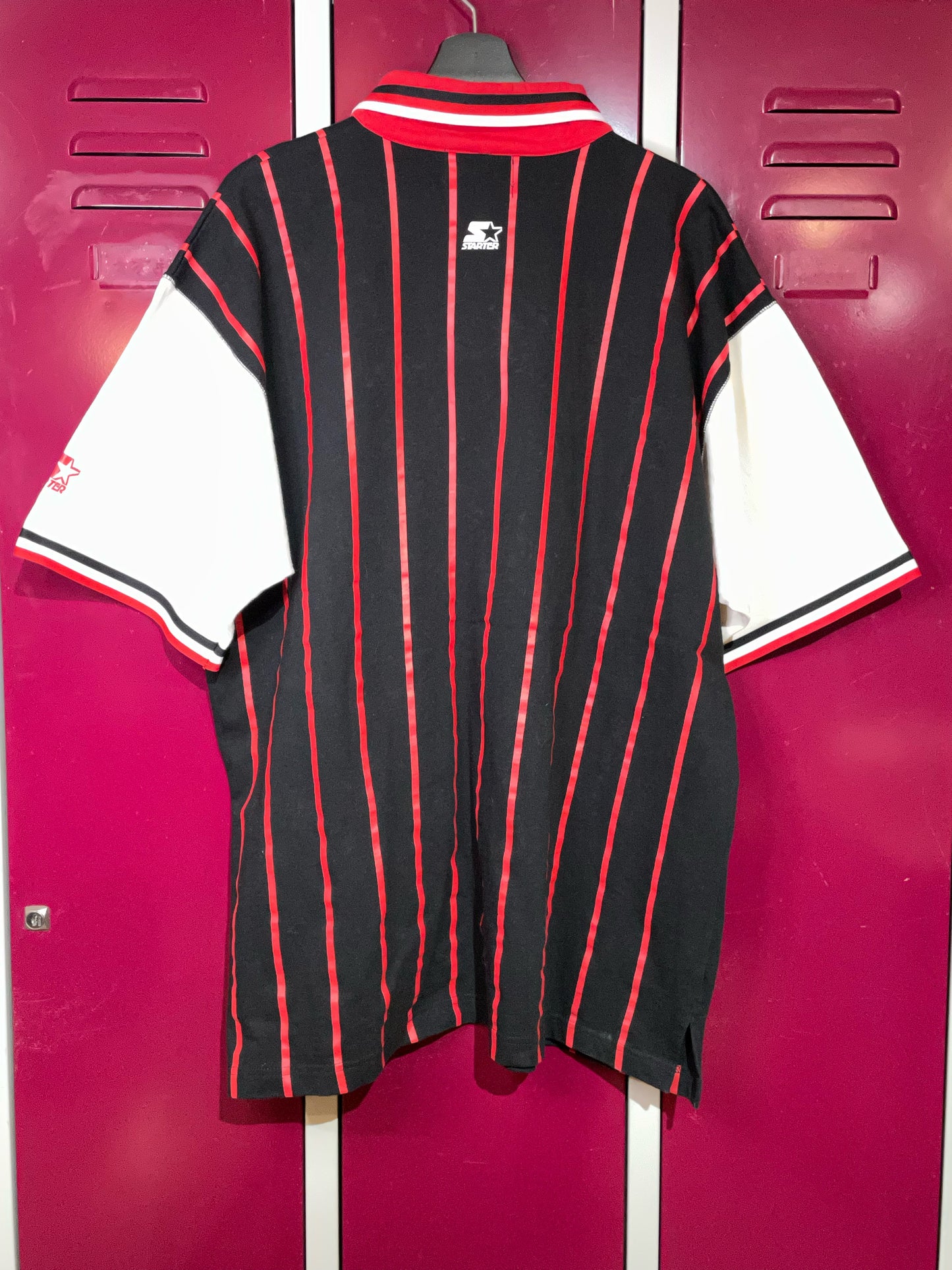 VINTAGE STARTER CHICAGO BULLS PINSTRIPE SHOOTING NBA WARMUP SHIRT SZ: XL