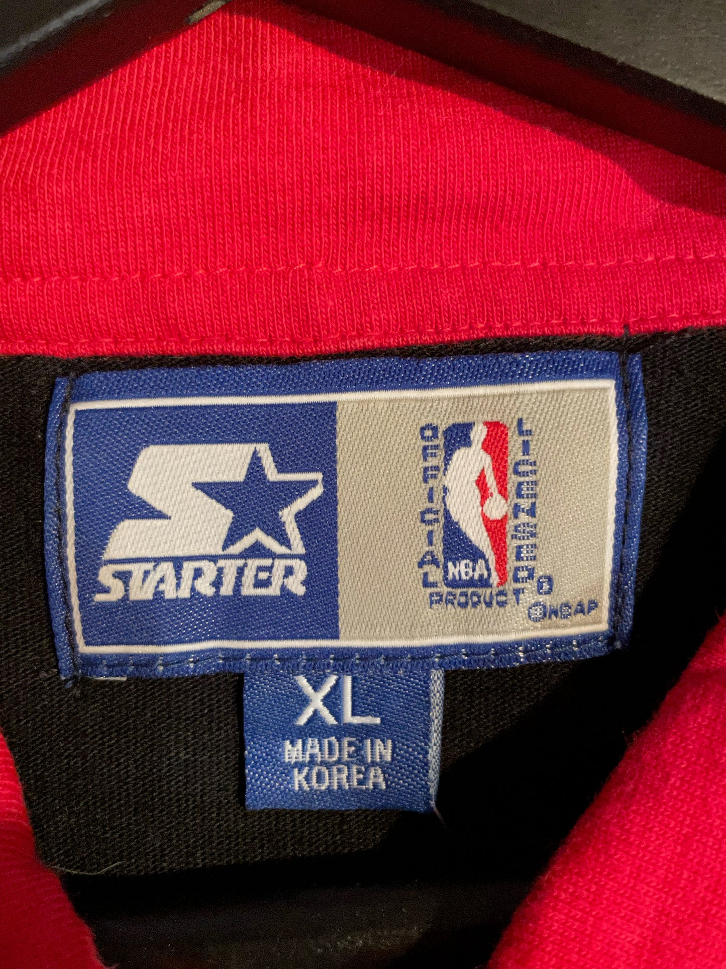 VINTAGE STARTER CHICAGO BULLS PINSTRIPE SHOOTING NBA WARMUP SHIRT SZ: XL