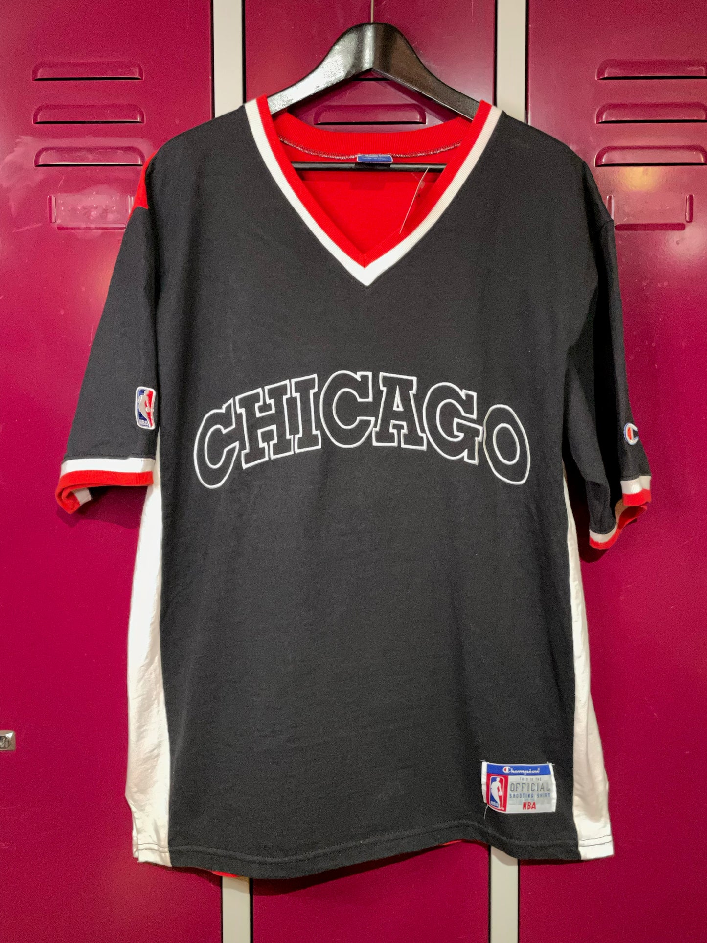 VINTAGE CHAMPION CHICAGO BULLS NBA BASKETBALL WARMUP SHIRT  SZ: L