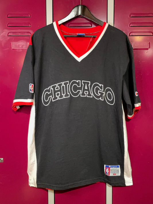 VINTAGE CHAMPION CHICAGO BULLS NBA BASKETBALL WARMUP SHIRT  SZ: L