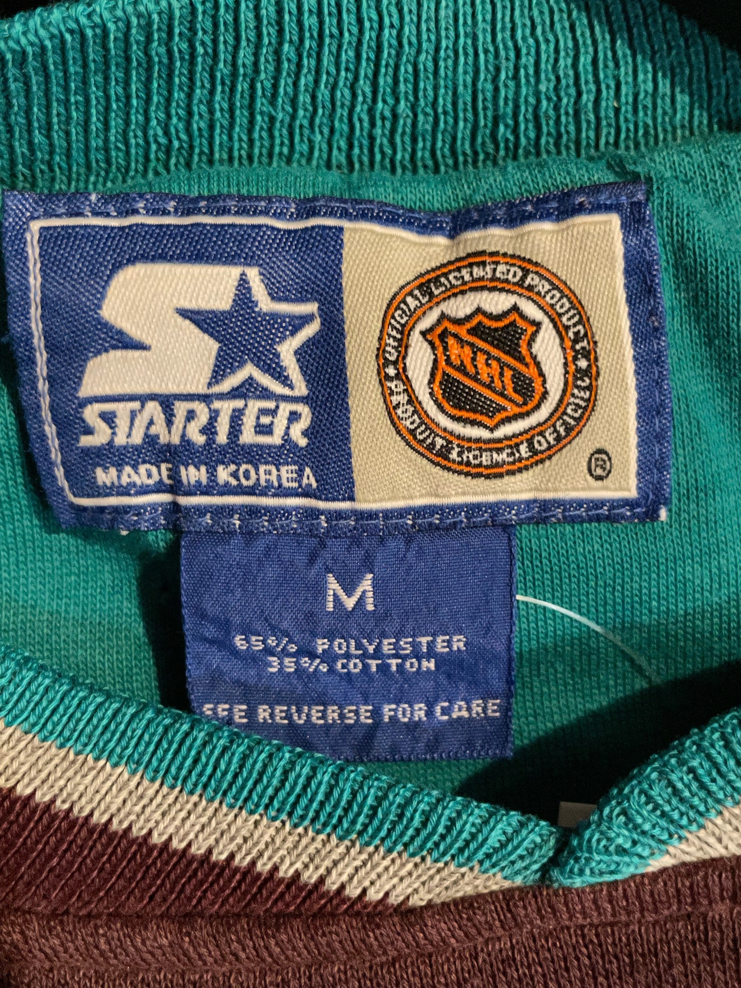 VINTAGE STARTER MIGHTY DUCKS NHL HOCKEY CREWNECK SWEATSHIRT SZ: M