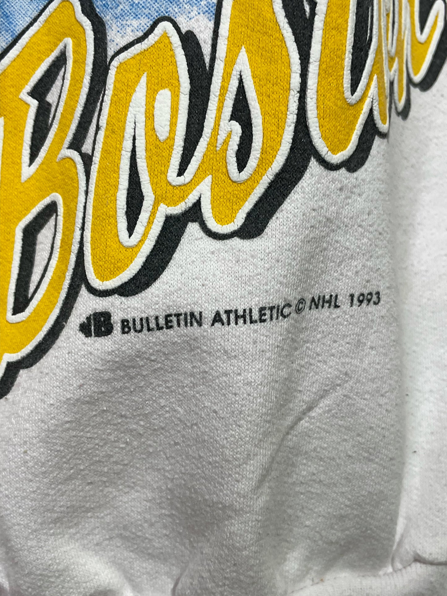 VINTAGE 1993 BULLETIN ATHLETIC BOSTON BRUINS NHL HOCKEY CREWNECK SWEATSHIRT SZ: 2 = XL