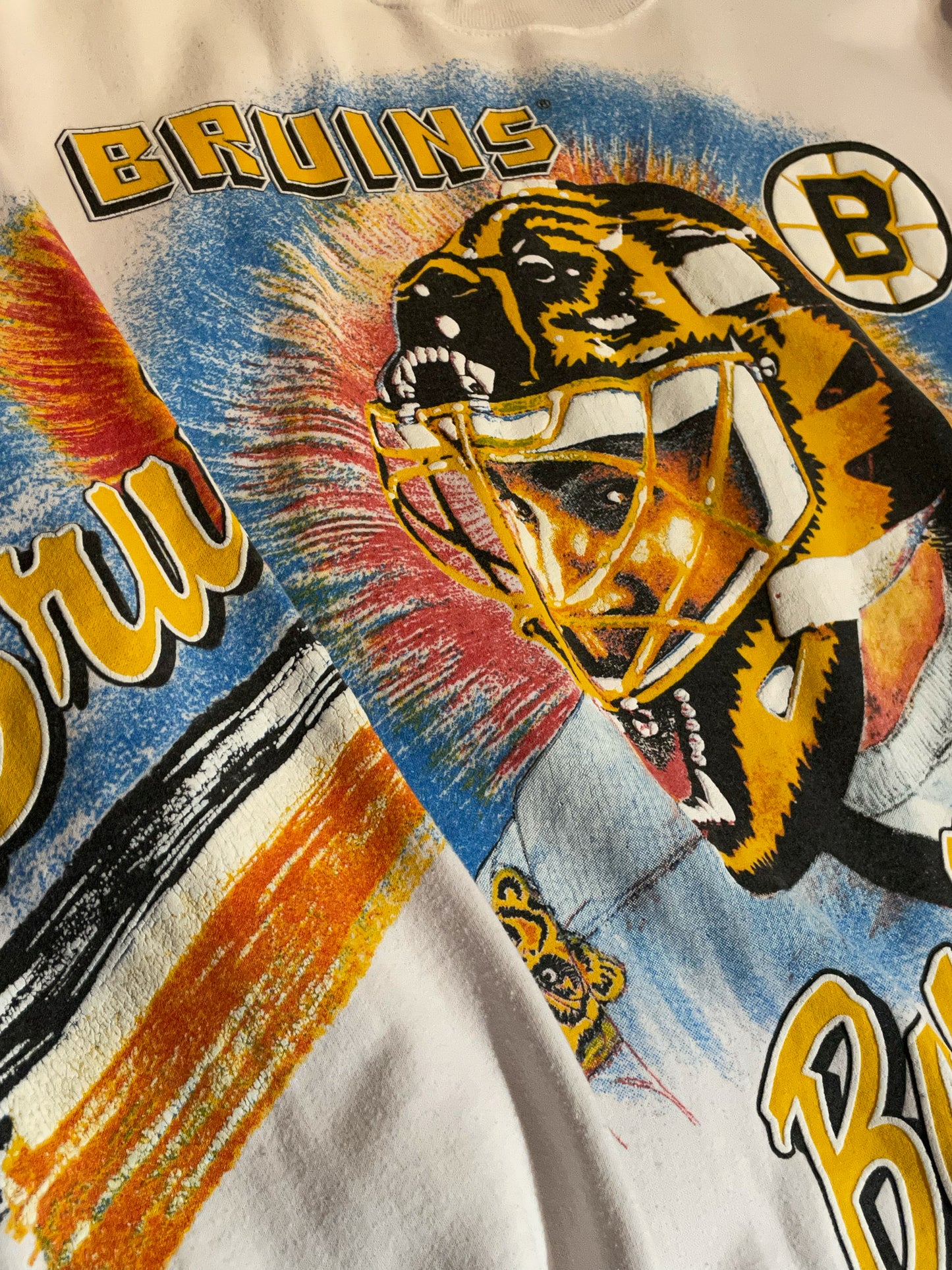 VINTAGE 1993 BULLETIN ATHLETIC BOSTON BRUINS NHL HOCKEY CREWNECK SWEATSHIRT SZ: 2 = XL
