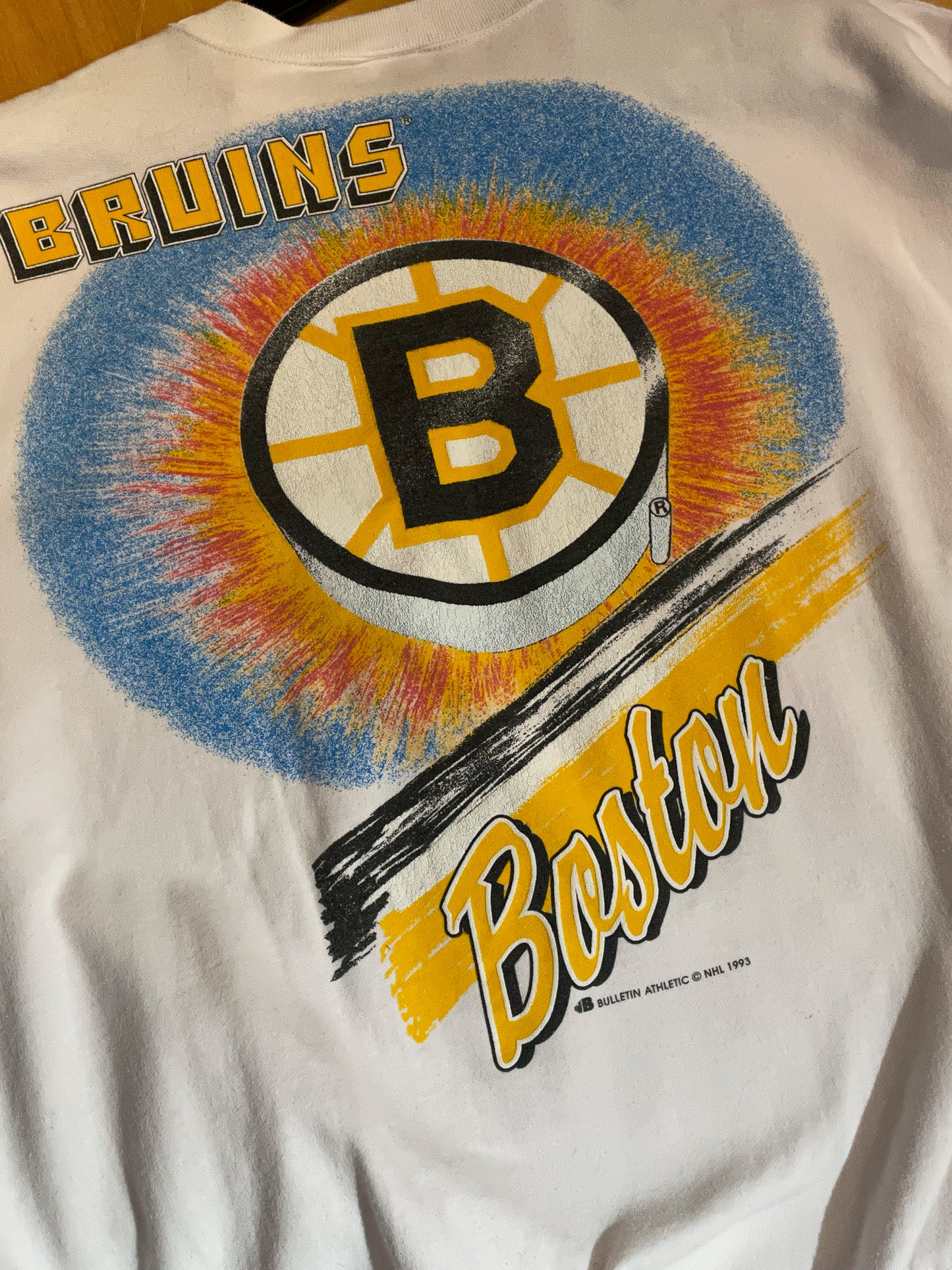 VINTAGE 1993 BULLETIN ATHLETIC BOSTON BRUINS NHL HOCKEY CREWNECK SWEATSHIRT SZ: 2 = XL