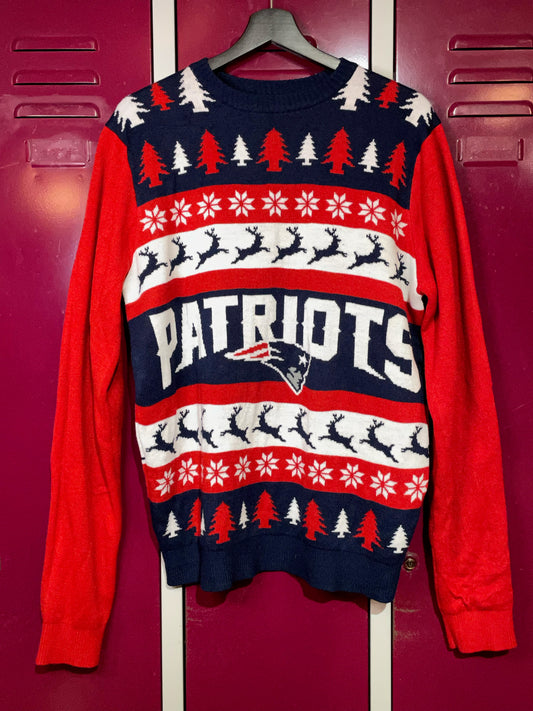 NEW ENGLAND PATRIOTS NFL UGLY CHRISTMAS PULLOVER SWEAT  SZ: L