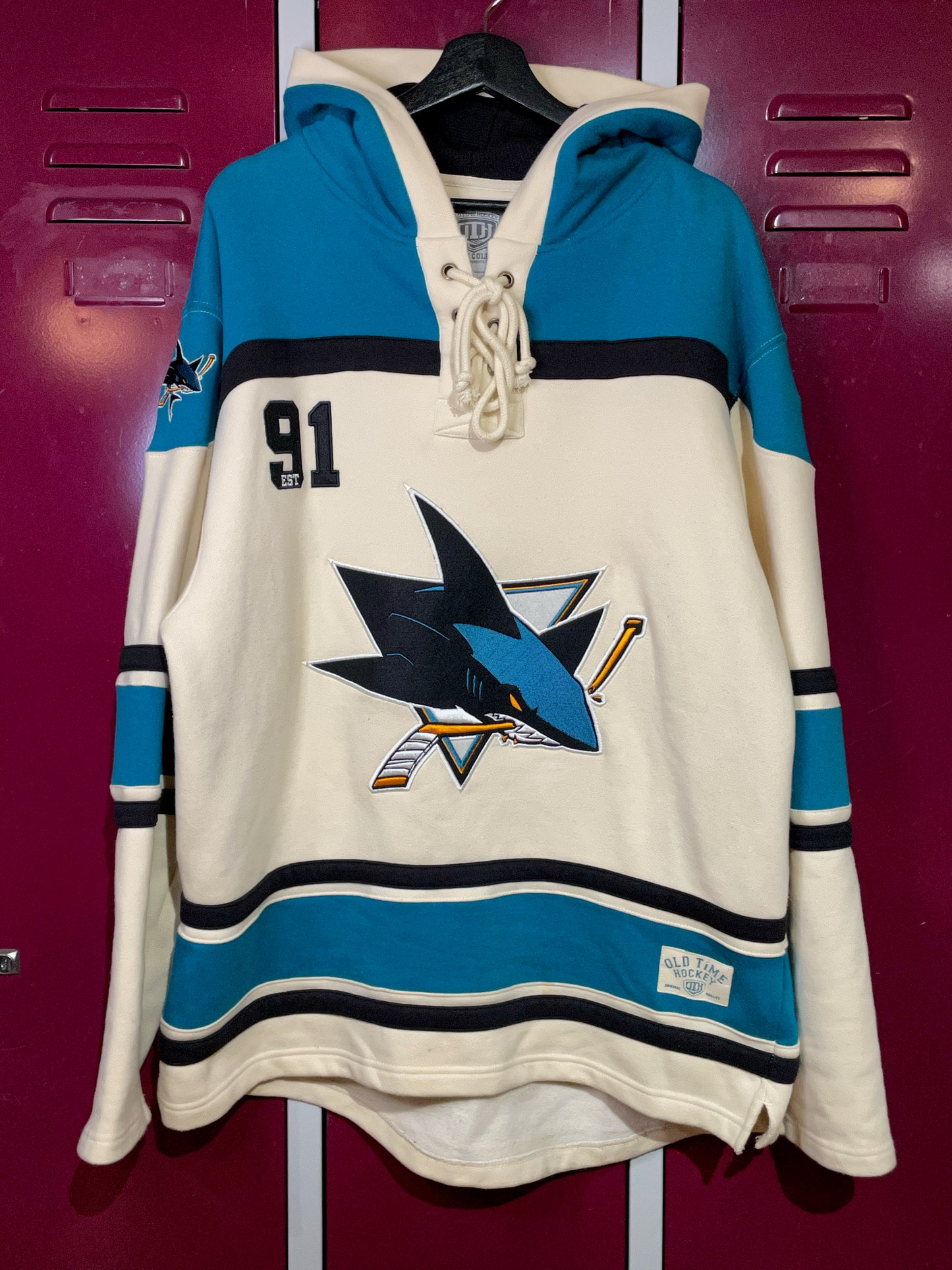 OLD TIME HOCKEY SAN JOSE SHARKS NHL HOCKEY HOODIE SZ: M