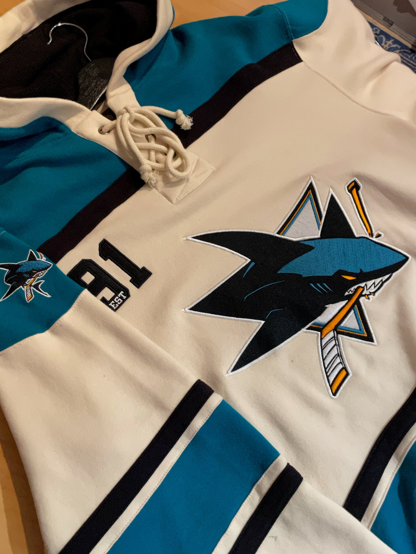 OLD TIME HOCKEY SAN JOSE SHARKS NHL HOCKEY HOODIE SZ: M