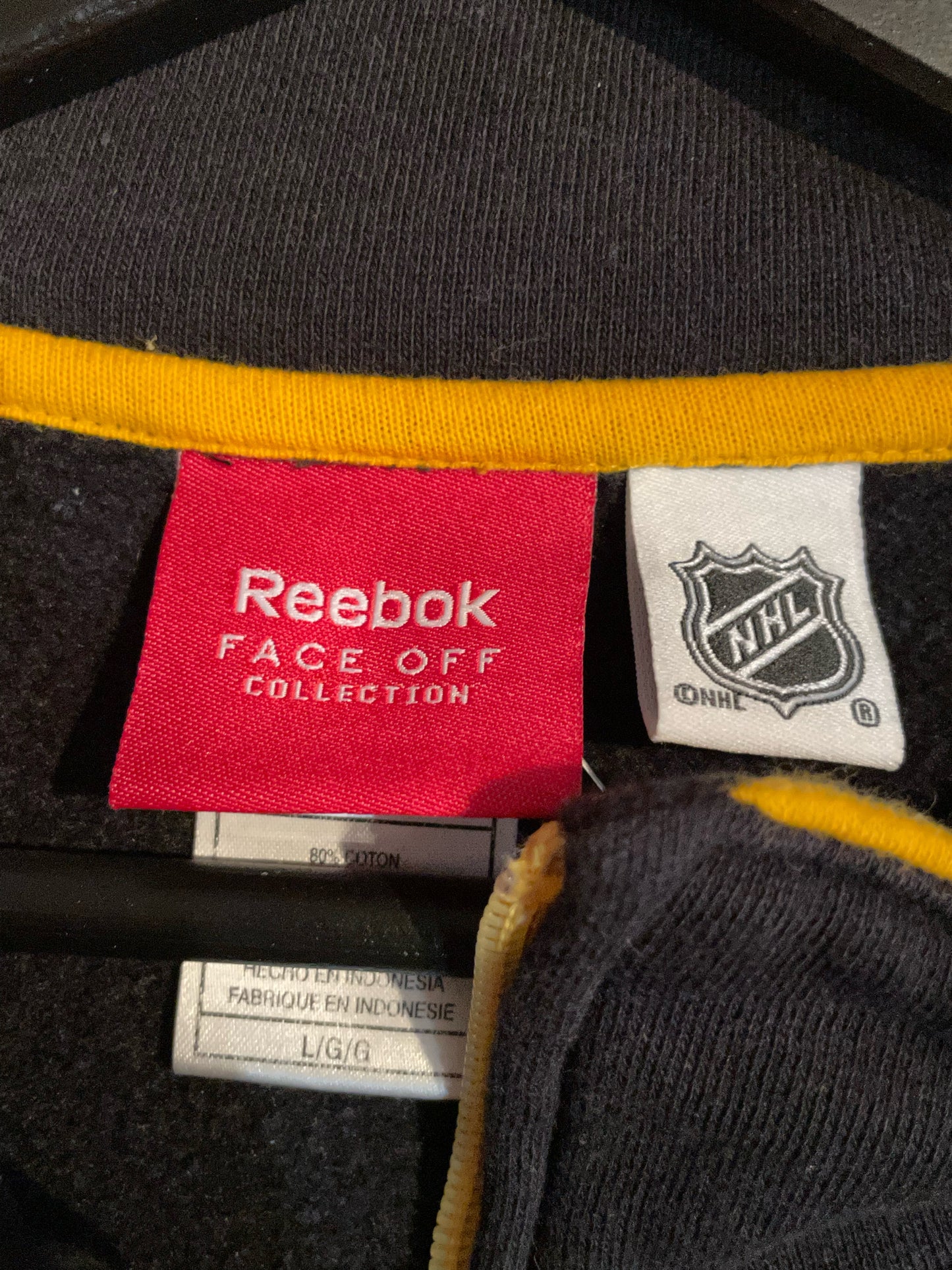 REEBOK BOSTON BRUINS NHL HOCKEY SWEAT FULL ZIP SZ: L