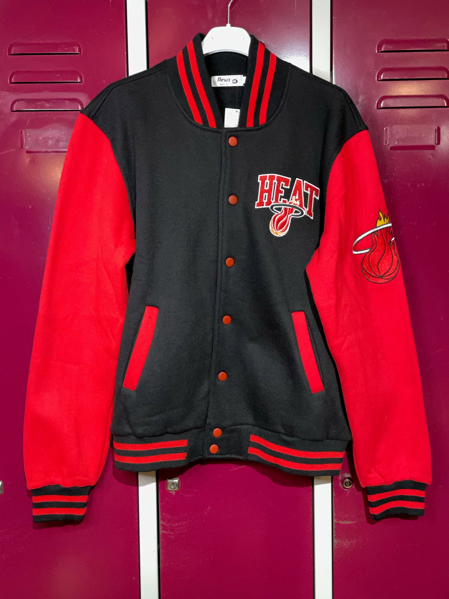 MIAMI HEAT SWEAT BUTTON-UP BASEBALL JACKET SWEAT SZ: M
