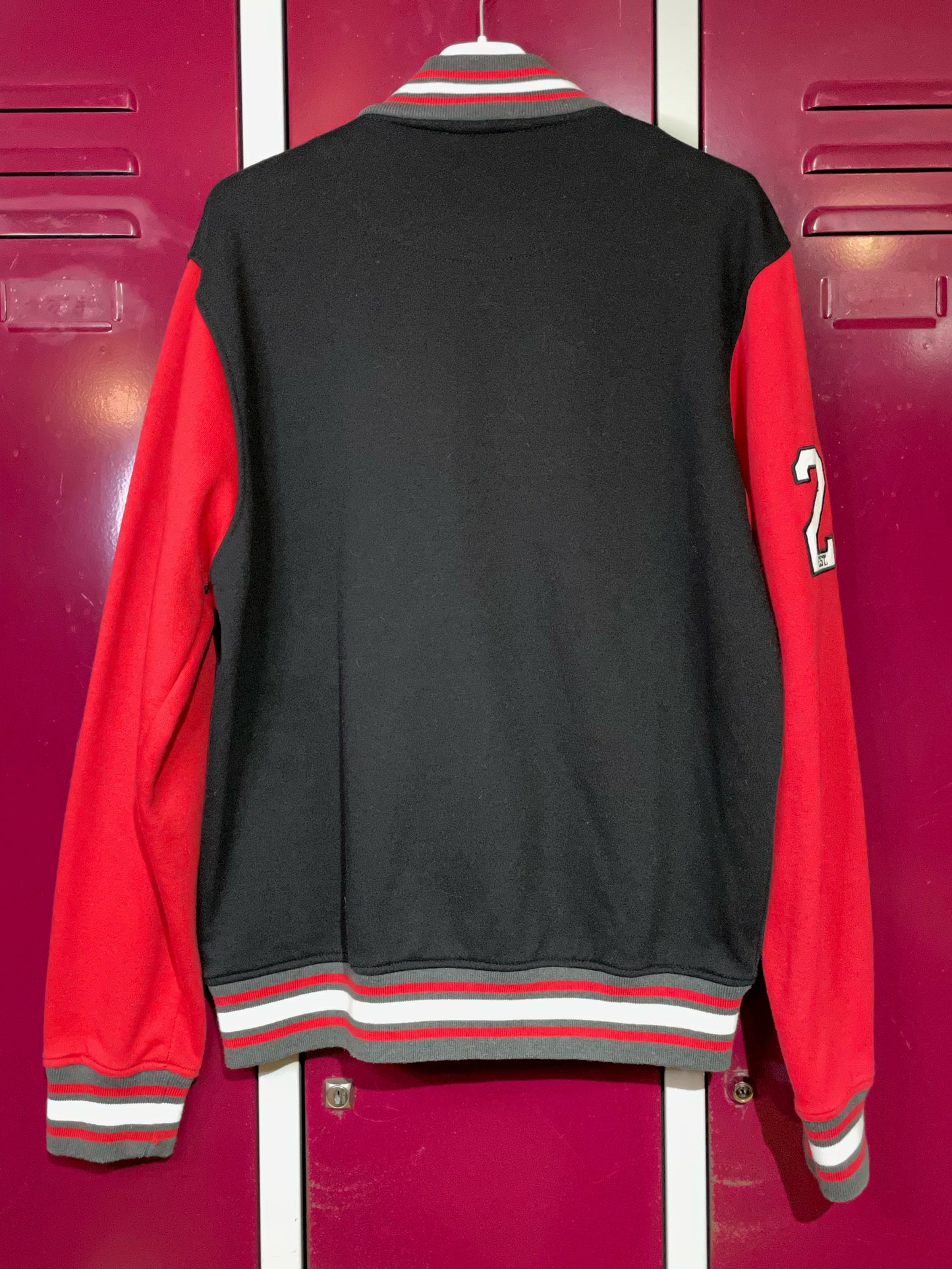 MAJESTIC CHICAGO BLACKHAWKS NHL BUTTON-UP BASEBALL JACKET SWEAT SZ: M