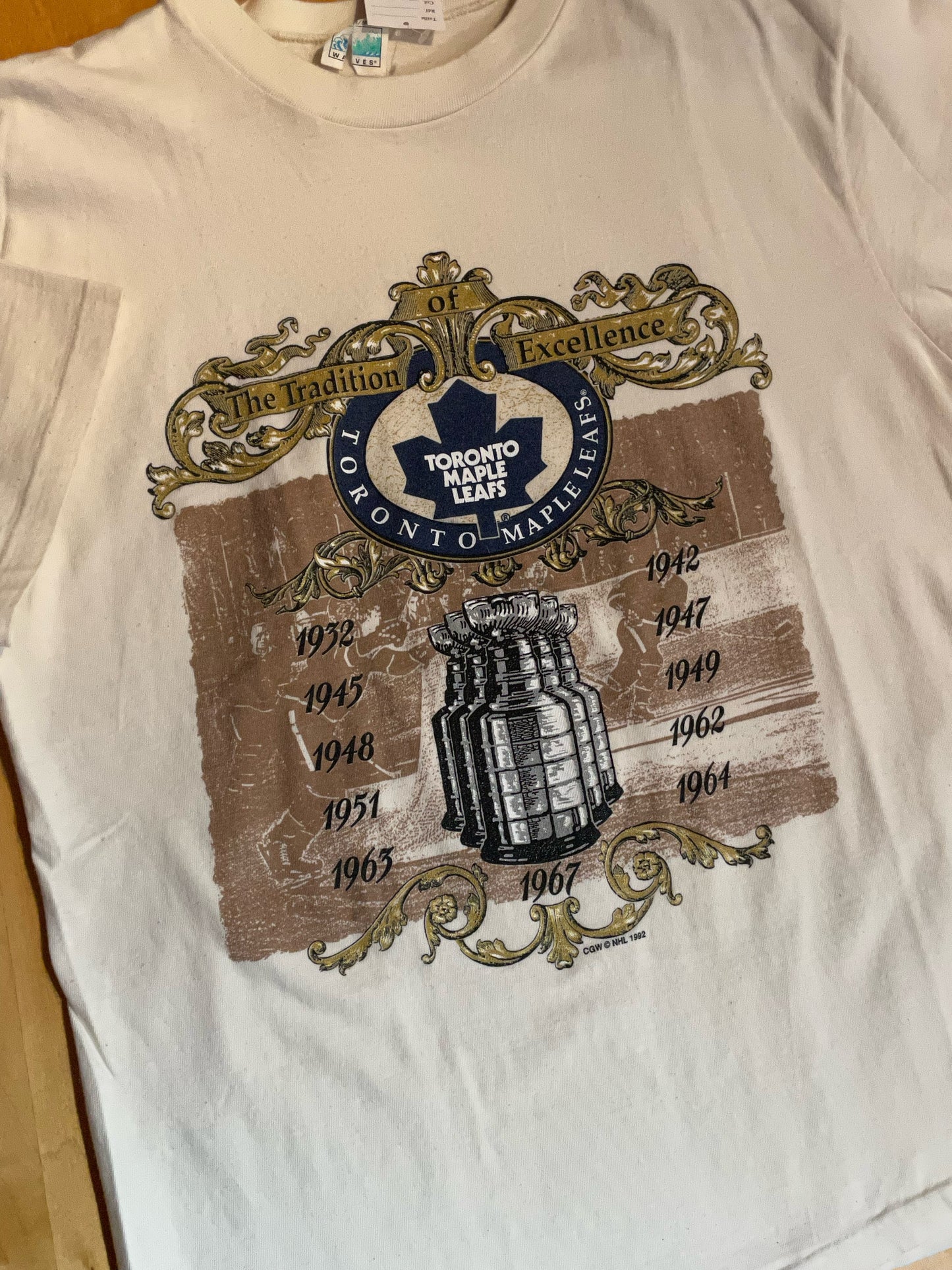 VINTAGE '92 TORONTO MAPLE LEAFS NHL T-SHIRT SZ: M