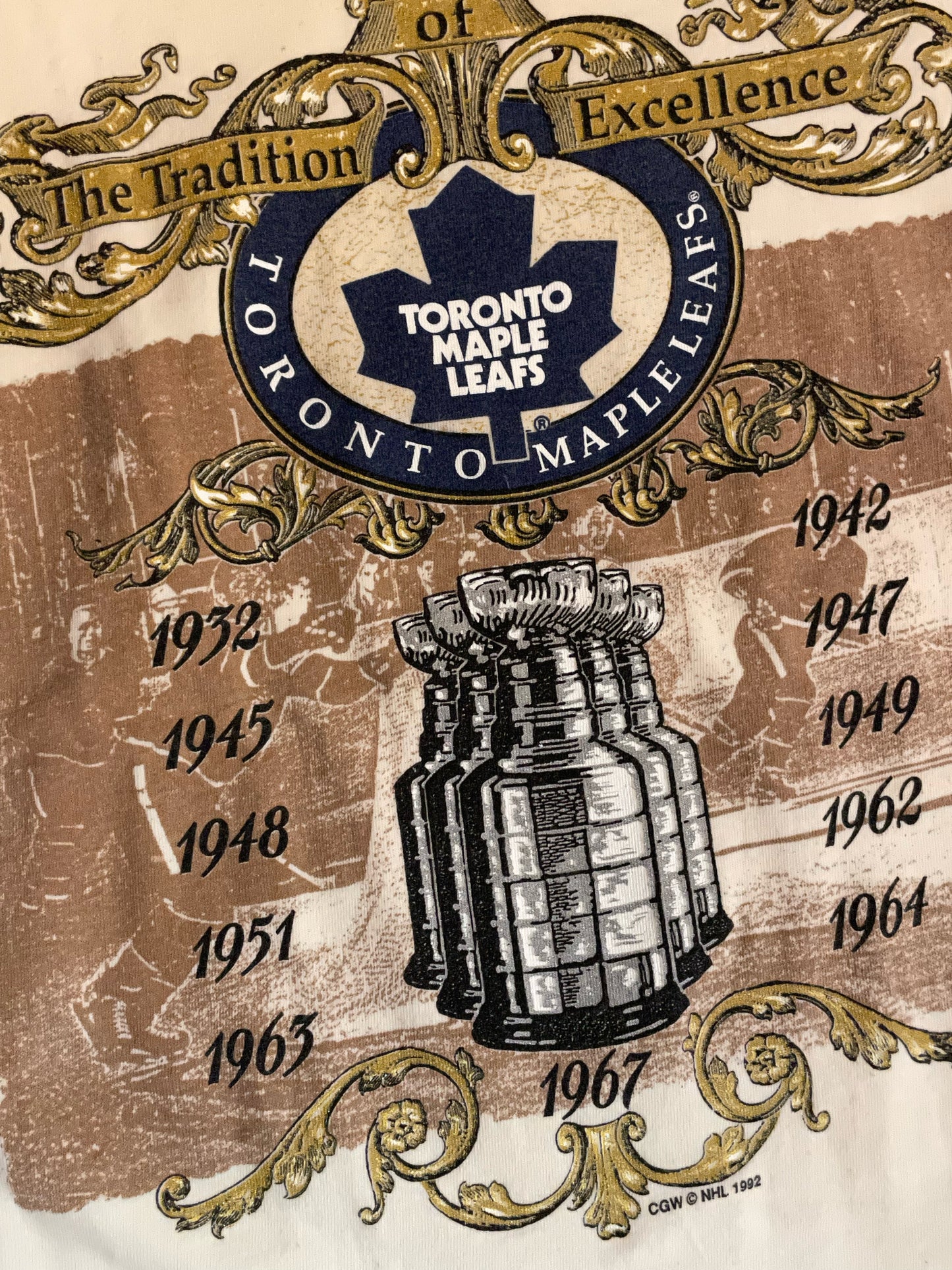 VINTAGE '92 TORONTO MAPLE LEAFS NHL T-SHIRT SZ: M