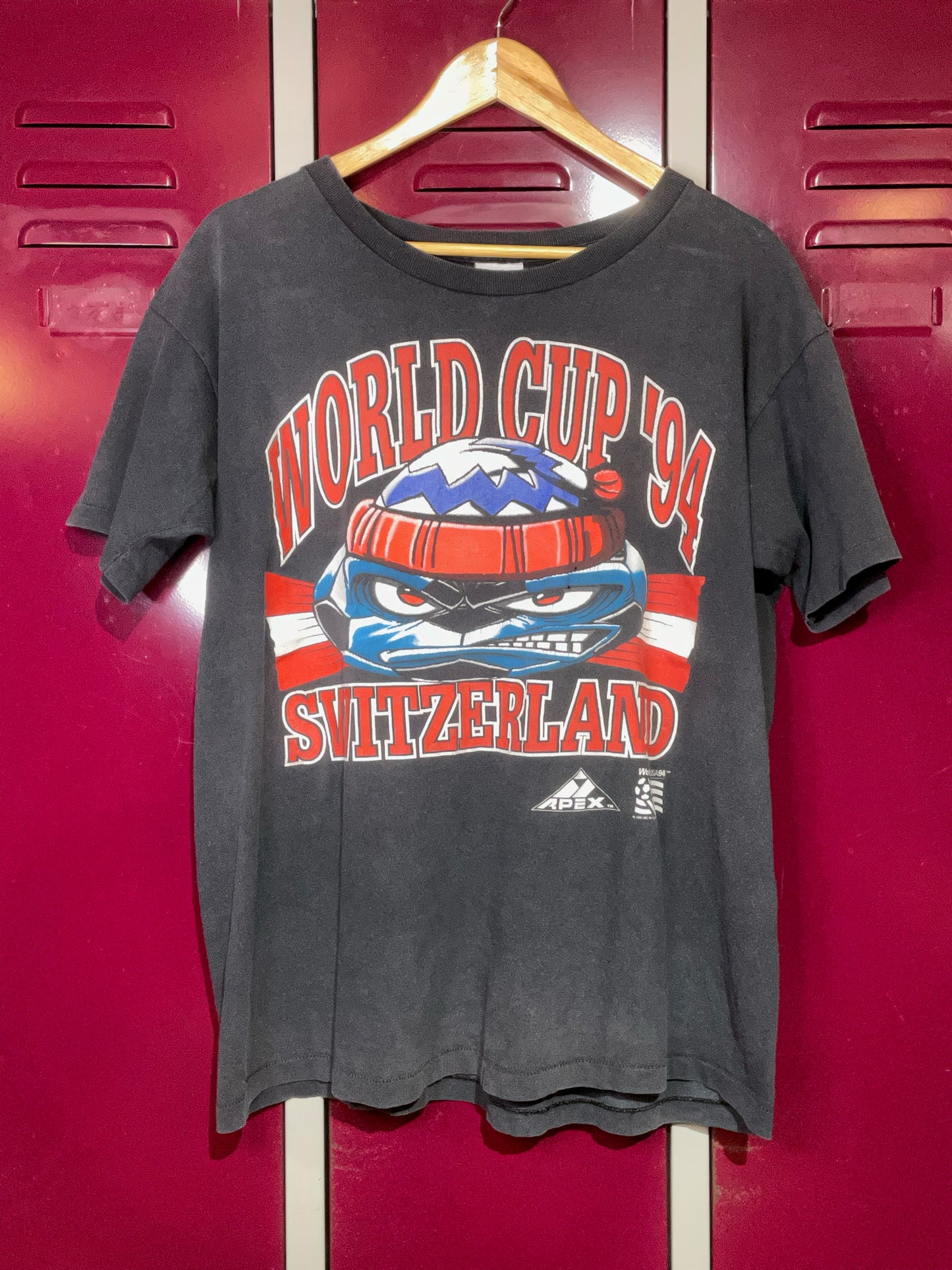 VINTAGE 1991 APEX ONE WORLD CUP '94 USA SWITZERLAND TEAM SOCCER T-SHIRT  SZ: L