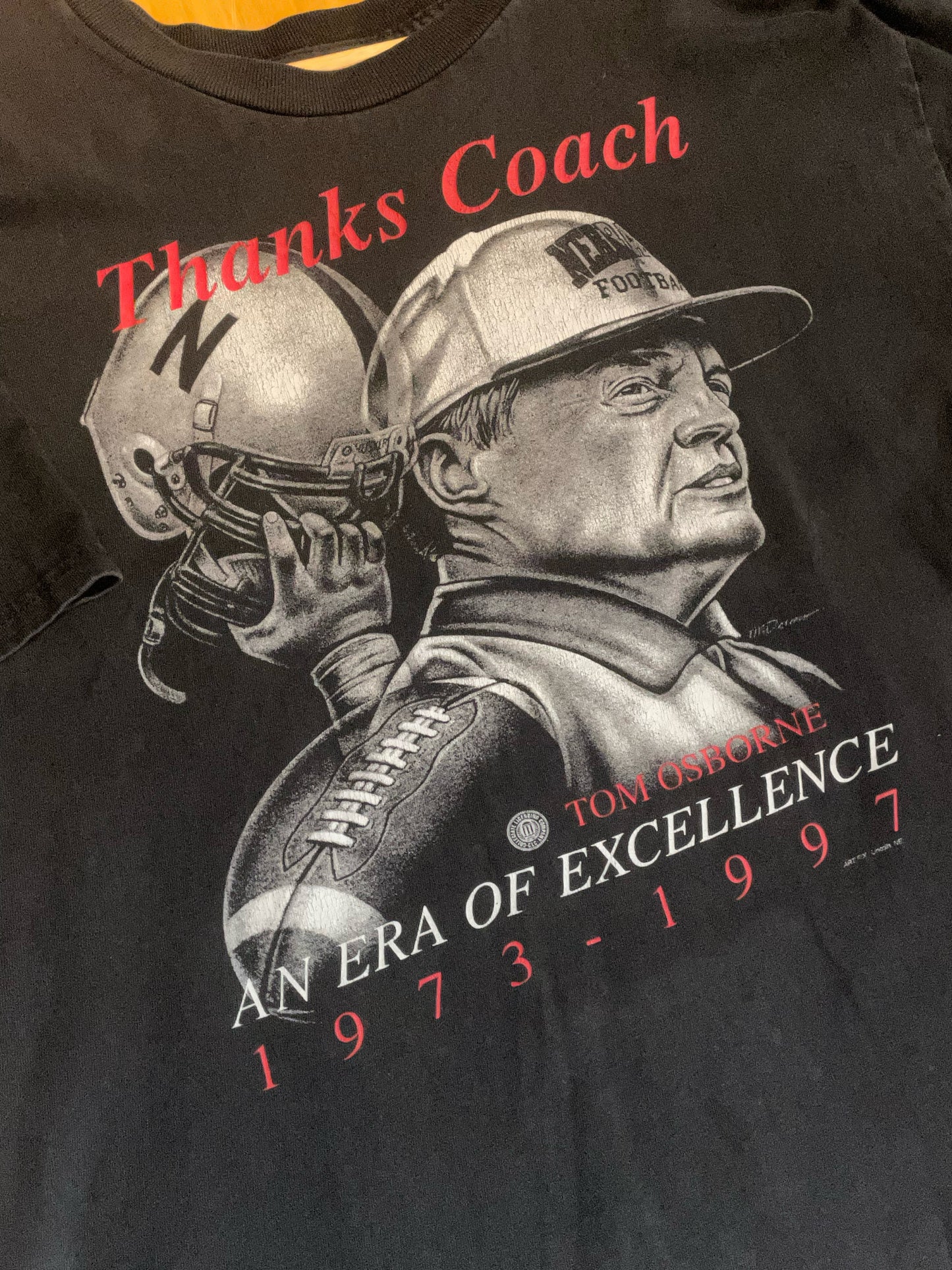 VINTAGE TRIBUTE TO TOM OSBORNE THANKS COACH NCAA FOOTBALL US T-SHIRT  SZ: L