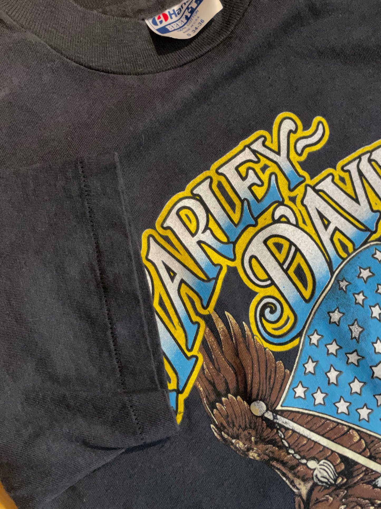 VINTAGE 1989 HANES HARLEY DAVIDSON MOTOR CYCLES T-SHIRT SZ: S