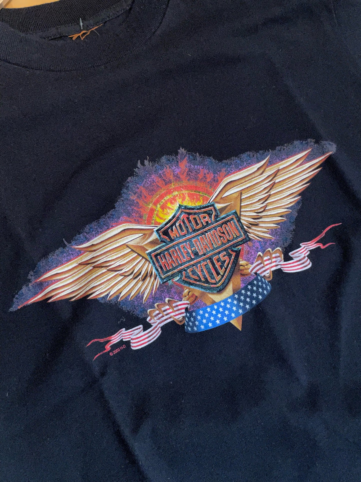 "WOMEN" VINTAGE 2000 SPIRIT OF EAGLE HARLEY DAVIDSON MOTOR CYCLES T-SHIRT  SZ: S