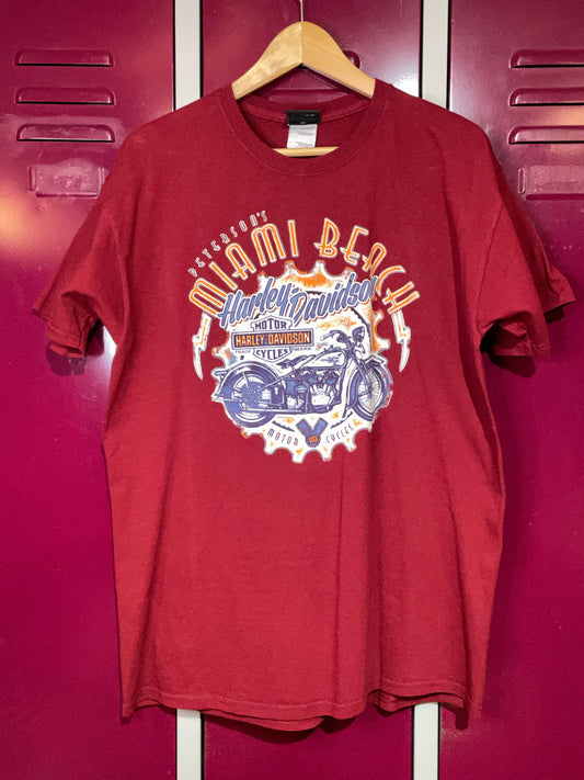 MIAMI BEACH HARLEY DAVIDSON MOTOR CYCLES T-SHIRT  SZ: L