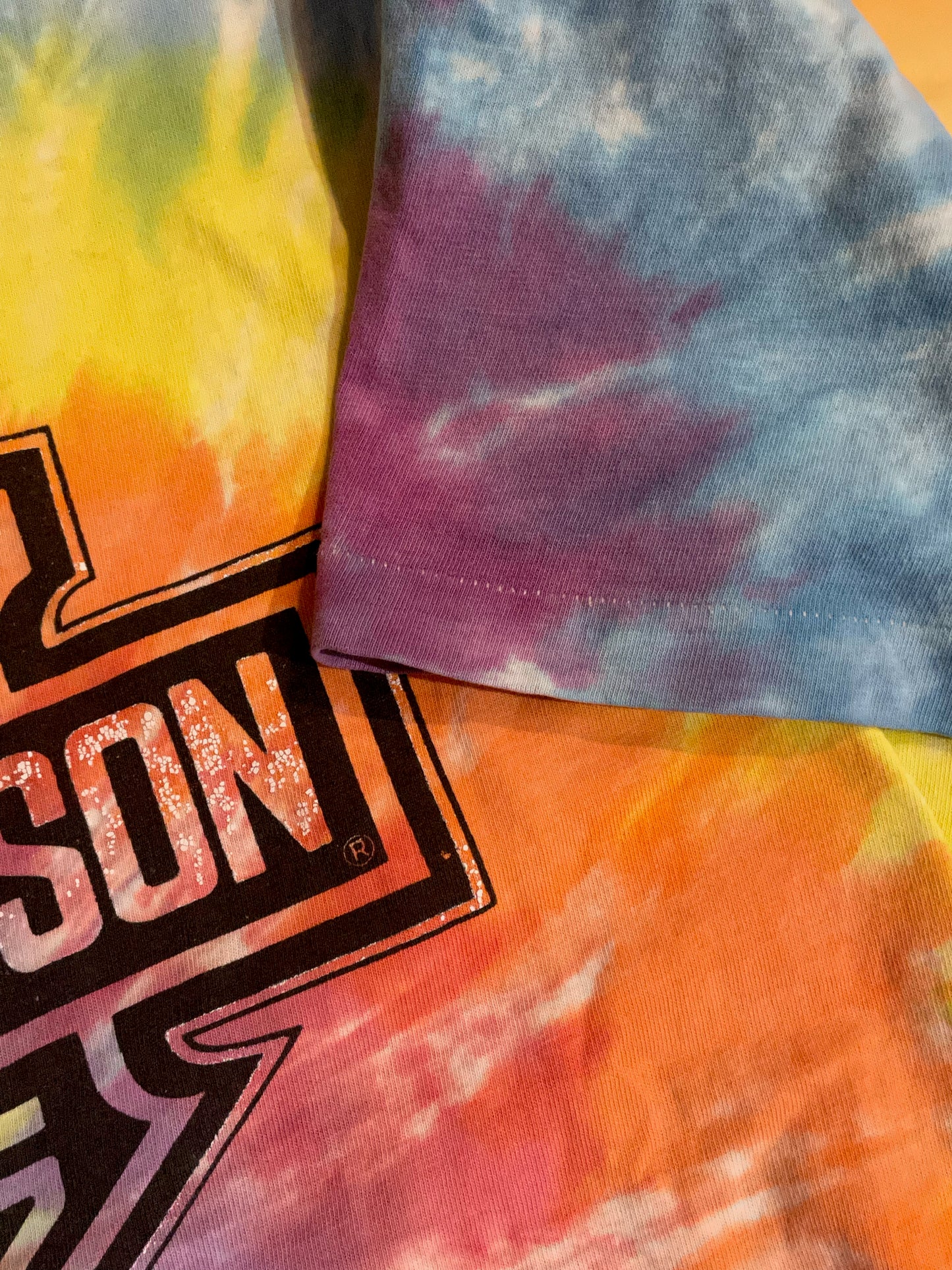 VINTAGE 90S TIE DYE HARLEY DAVIDSON MOTOR CYCLES T-SHIRT SZ: XL