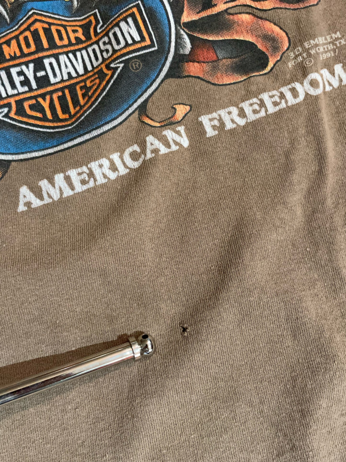 VINTAGE 1991 3D EMBLEM HARLEY DAVIDSON MOTOR CYCLES T-SHIRT  SZ: XL