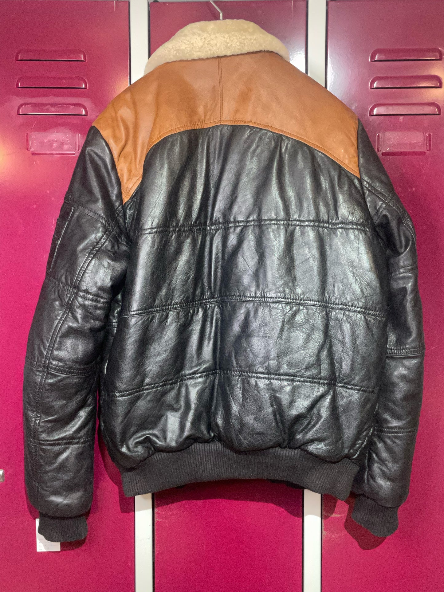 REDSKINS PUFFER LEATHER GOOSE JACKET SZ: L