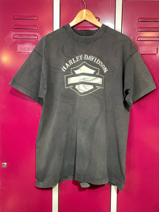 VINTAGE 1995 HARLEY DAVIDSON PETROL EFFECT MOTOR CYCLES T-SHIRT  SZ: XL