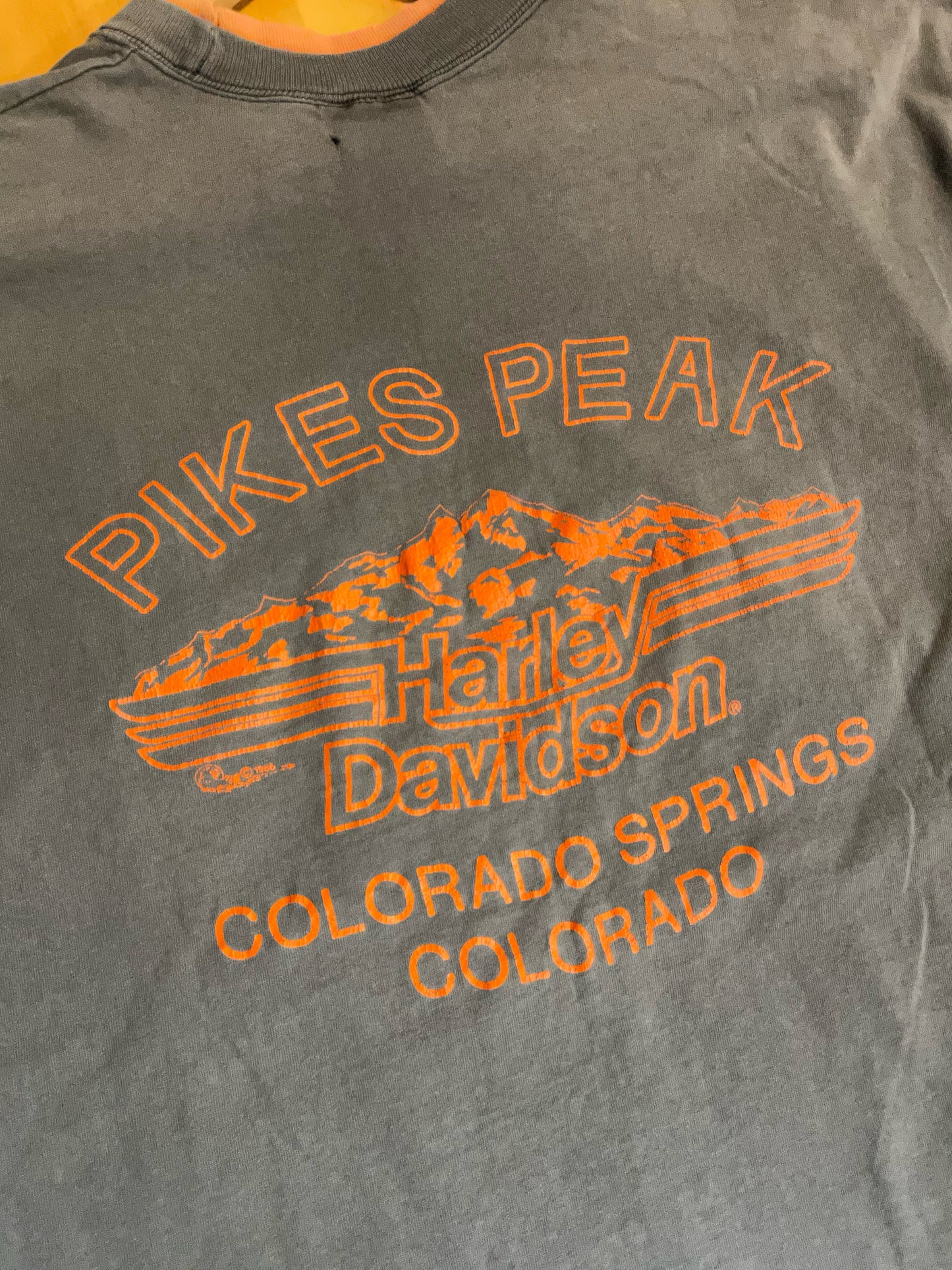 VINTAGE 90S COLLAR & SLEEVES LINING HARLEY DAVIDSON MOTORCYCLES T-SHIRT  SZ: XL