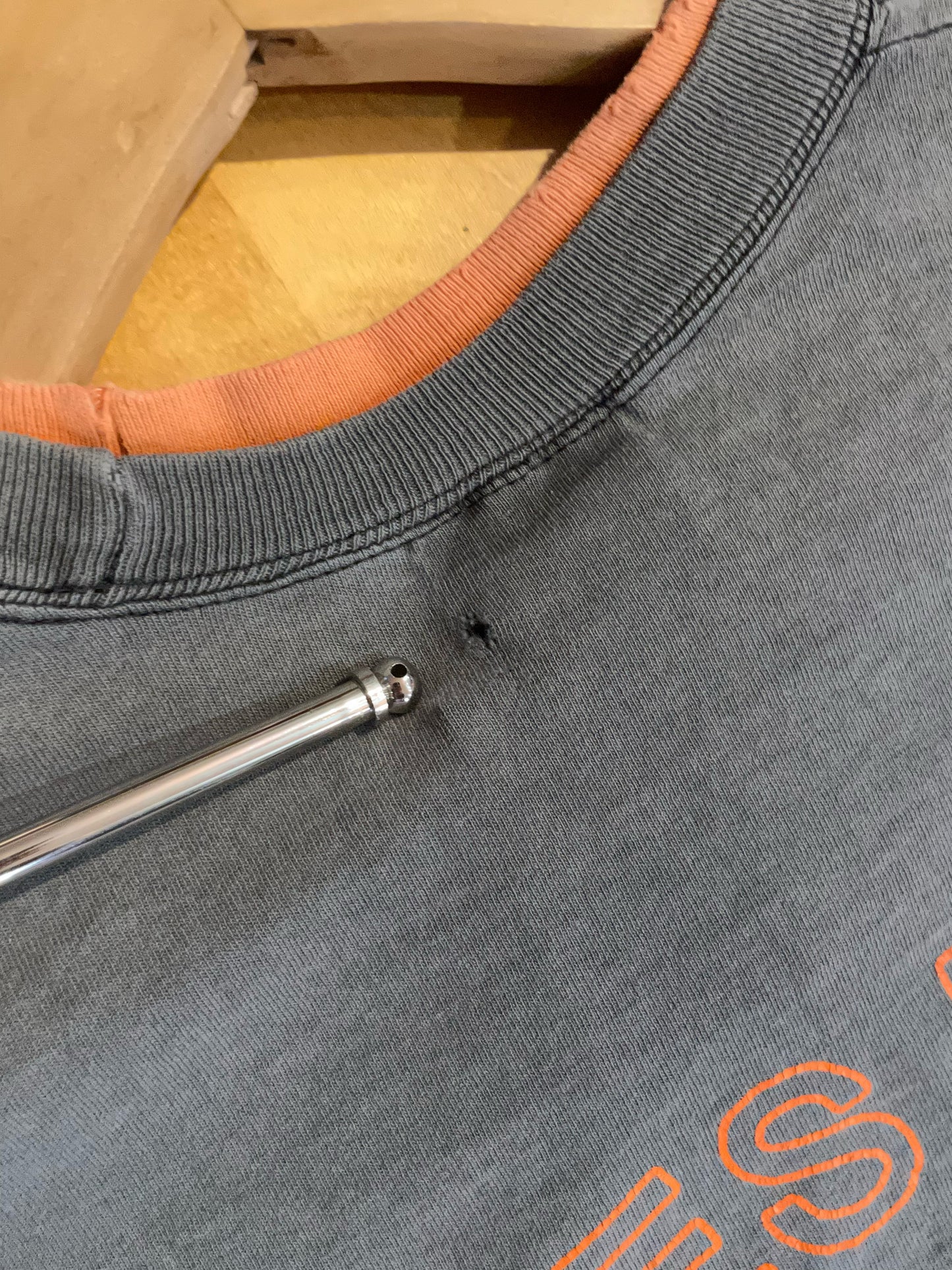 VINTAGE 90S COLLAR & SLEEVES LINING HARLEY DAVIDSON MOTORCYCLES T-SHIRT  SZ: XL