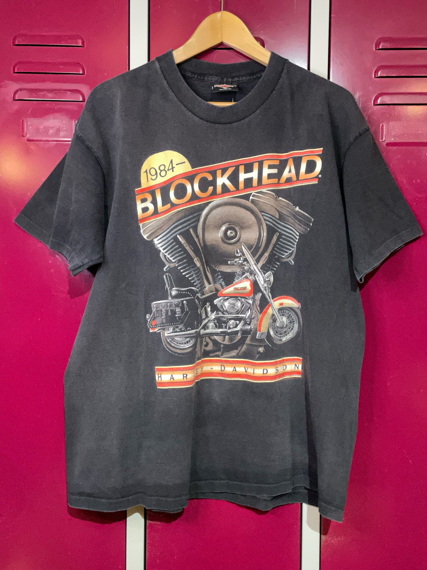 VINTAGE 1991 BLOCKHEAD HARLEY DAVIDSON MOTOR CYCLES T-SHIRT  SZ: XL