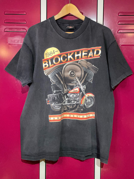 VINTAGE 1991 BLOCKHEAD HARLEY DAVIDSON MOTOR CYCLES T-SHIRT  SZ: XL
