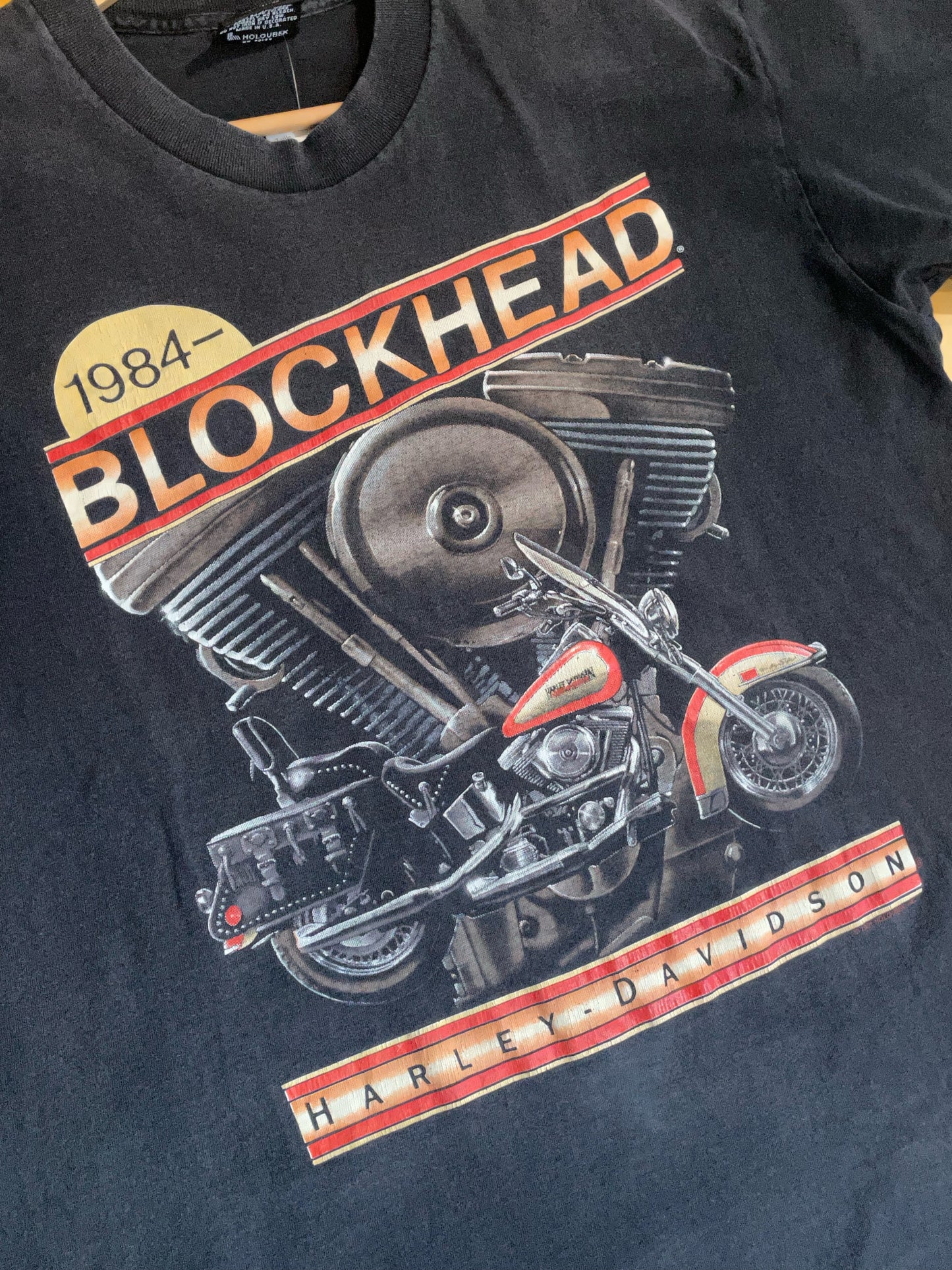 VINTAGE 1991 BLOCKHEAD HARLEY DAVIDSON MOTOR CYCLES T-SHIRT  SZ: XL