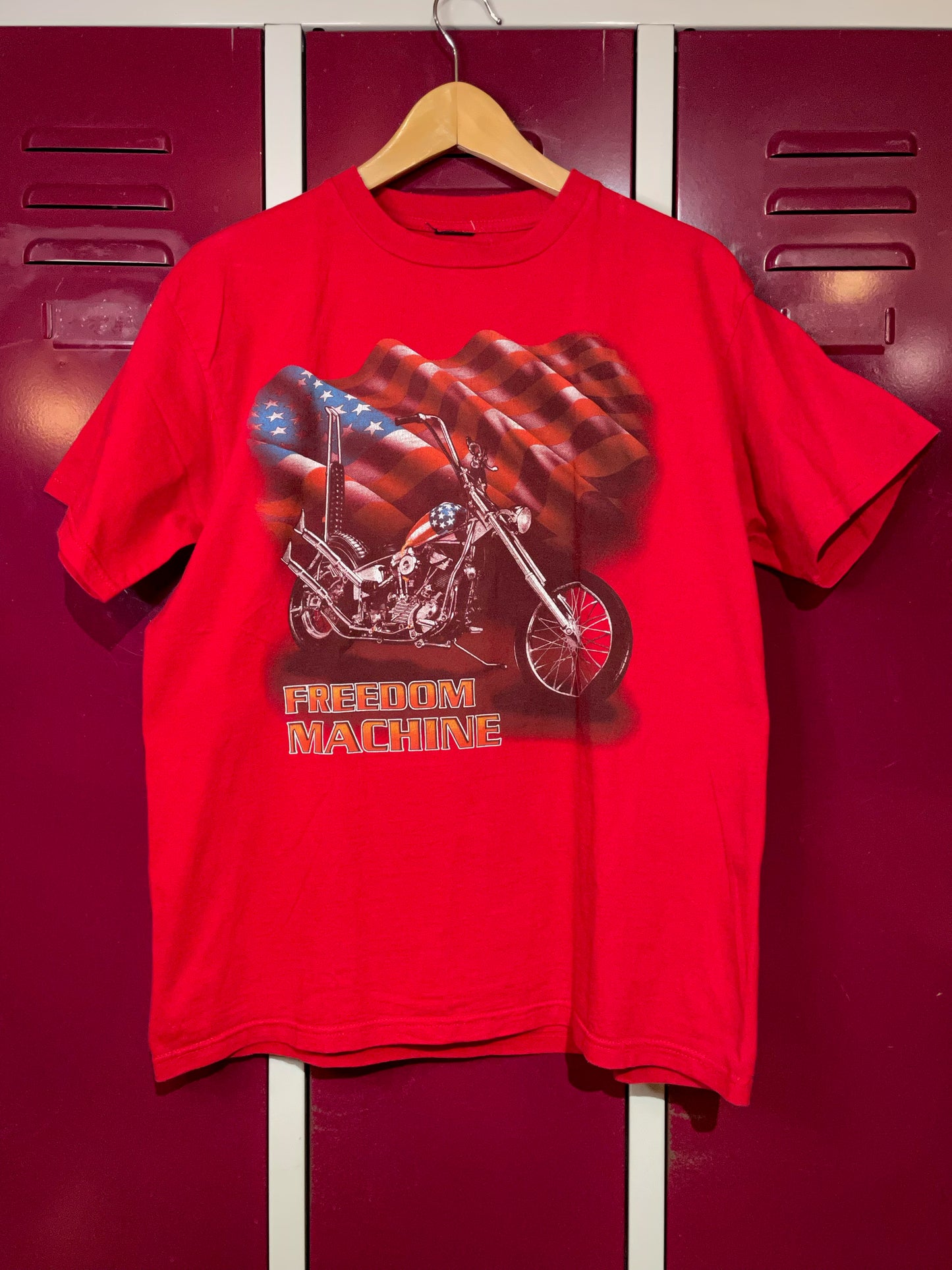VINTAGE FREEDOM MACHINE AMERICAN FLAG MOTOR CYCLES T-SHIRT  SZ: M