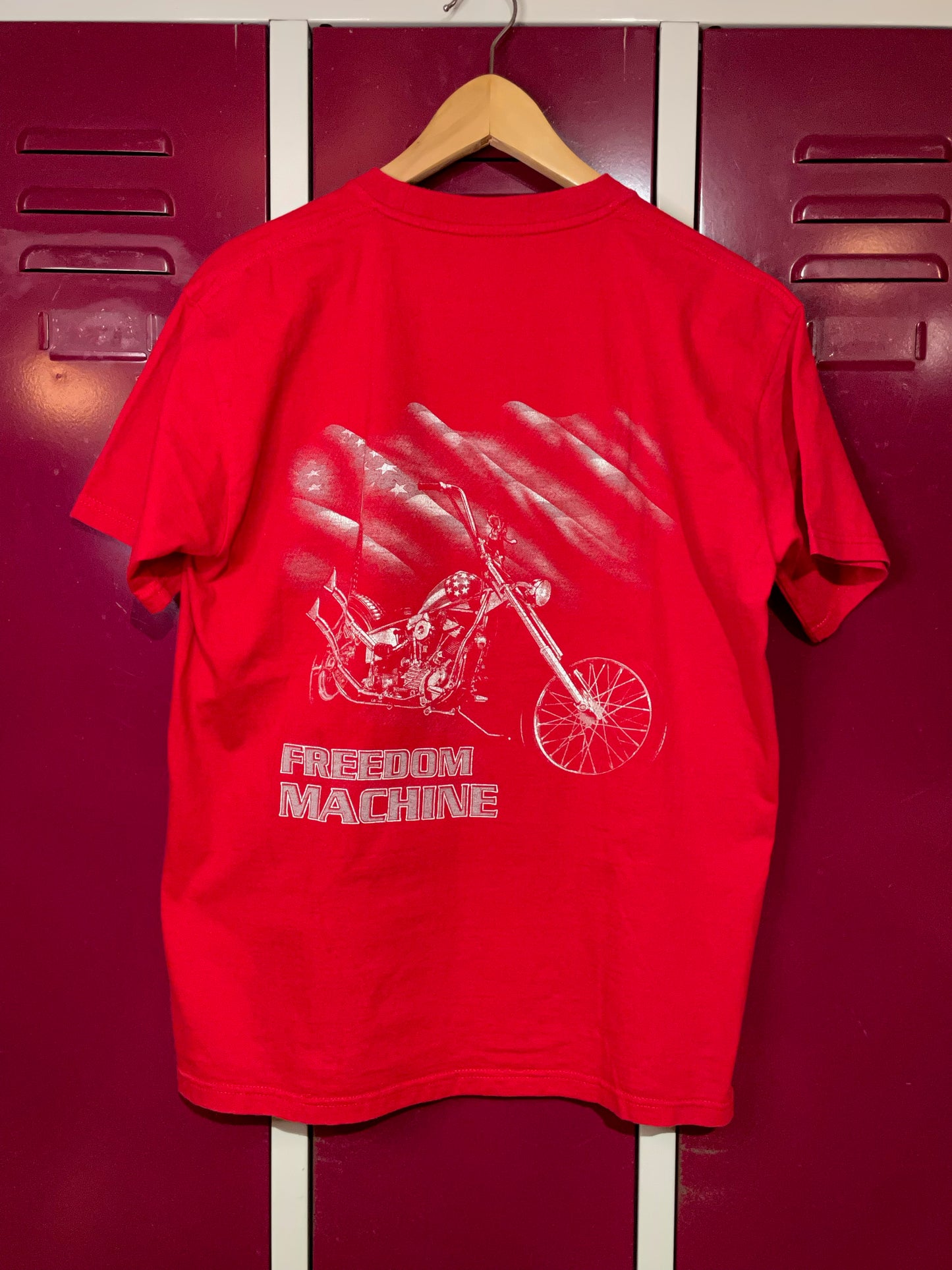 VINTAGE FREEDOM MACHINE AMERICAN FLAG MOTOR CYCLES T-SHIRT  SZ: M