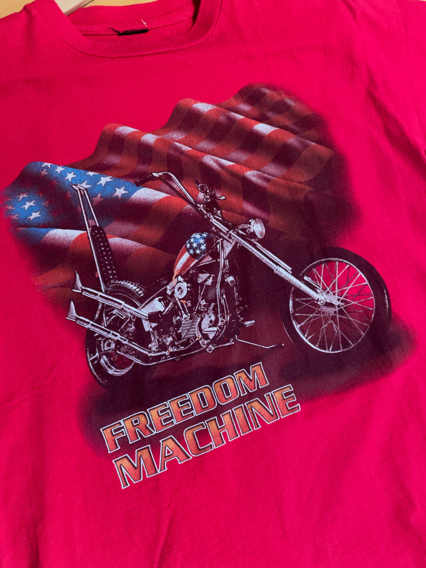 VINTAGE FREEDOM MACHINE AMERICAN FLAG MOTOR CYCLES T-SHIRT  SZ: M