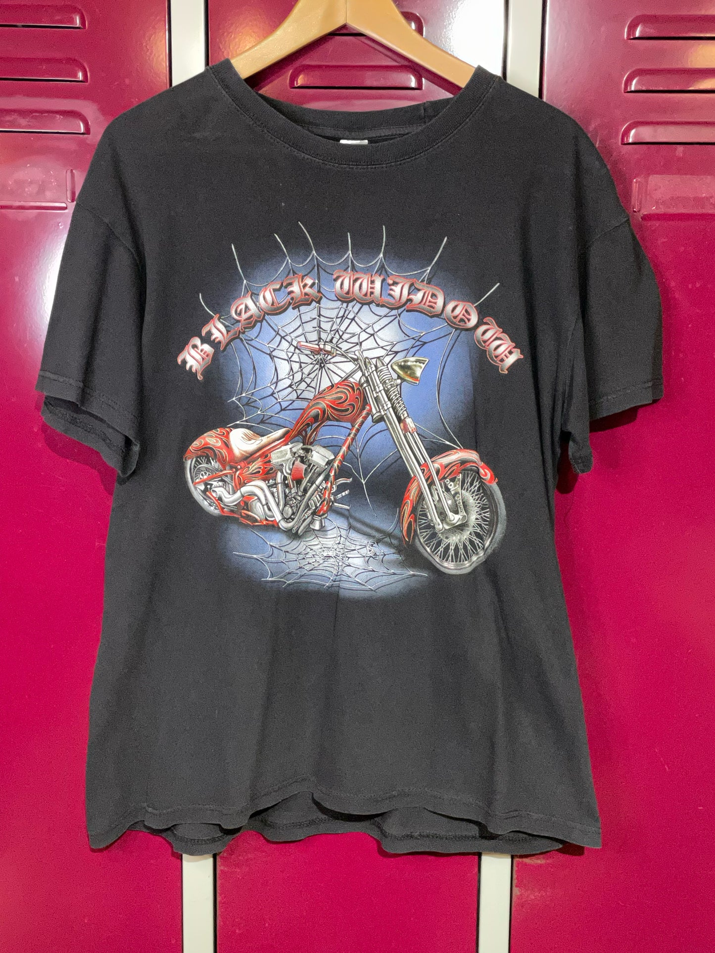 VINTAGE 00S BLACK WIDOW CHOPPER MOTORCYCLES T-SHIRT  SZ: M