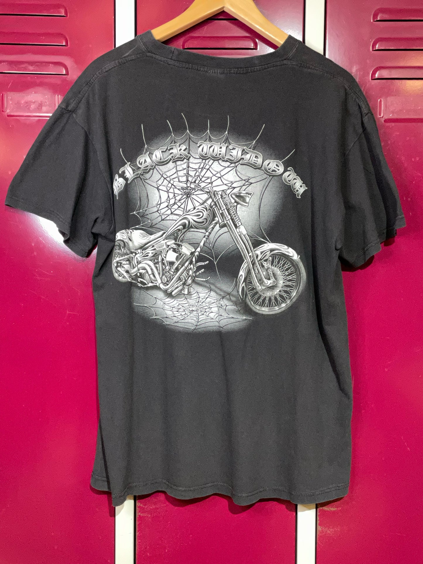 VINTAGE 00S BLACK WIDOW CHOPPER MOTORCYCLES T-SHIRT  SZ: M