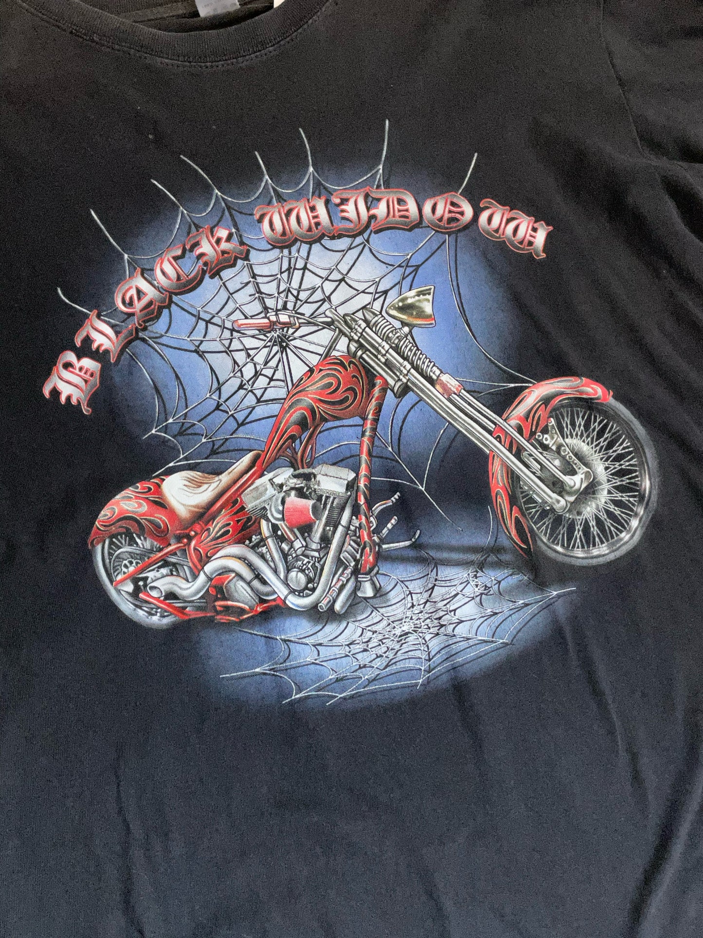 VINTAGE 00S BLACK WIDOW CHOPPER MOTORCYCLES T-SHIRT  SZ: M