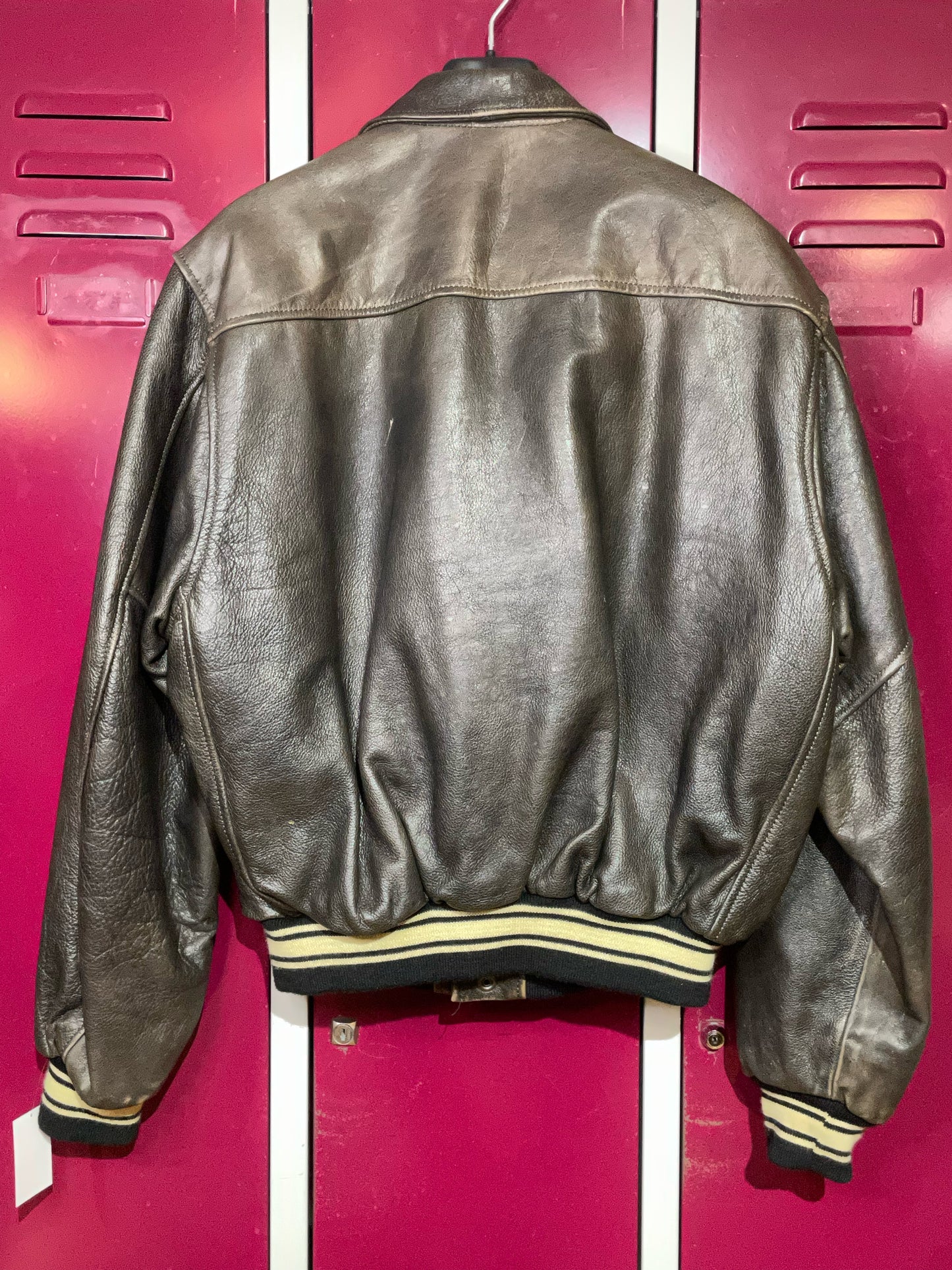 REDSKINS BROWN LEATHER VARSITY JACKET SZ: L