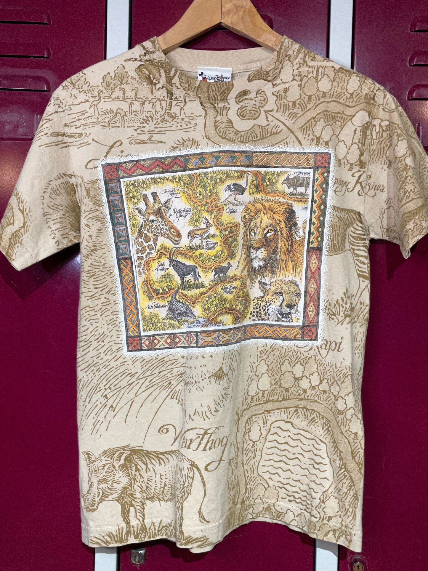 VINTAGE WALT DISNEY "WORL" SAVANNAH ANIMALS T-SHIRT SZ: S
