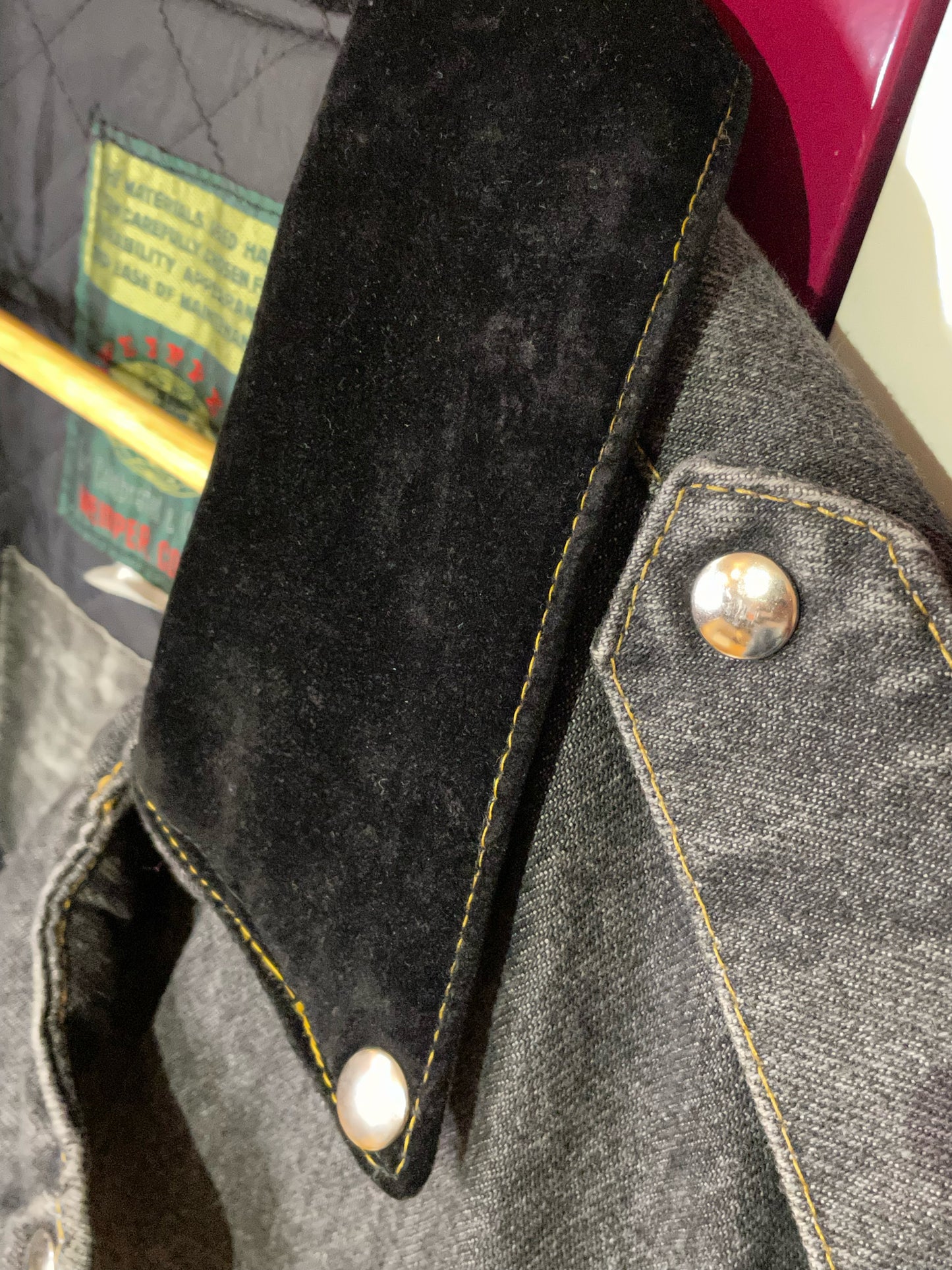 VINTAGE 90S WEIPPER BIKER PERFECTO DENIM JACKET SZ: L