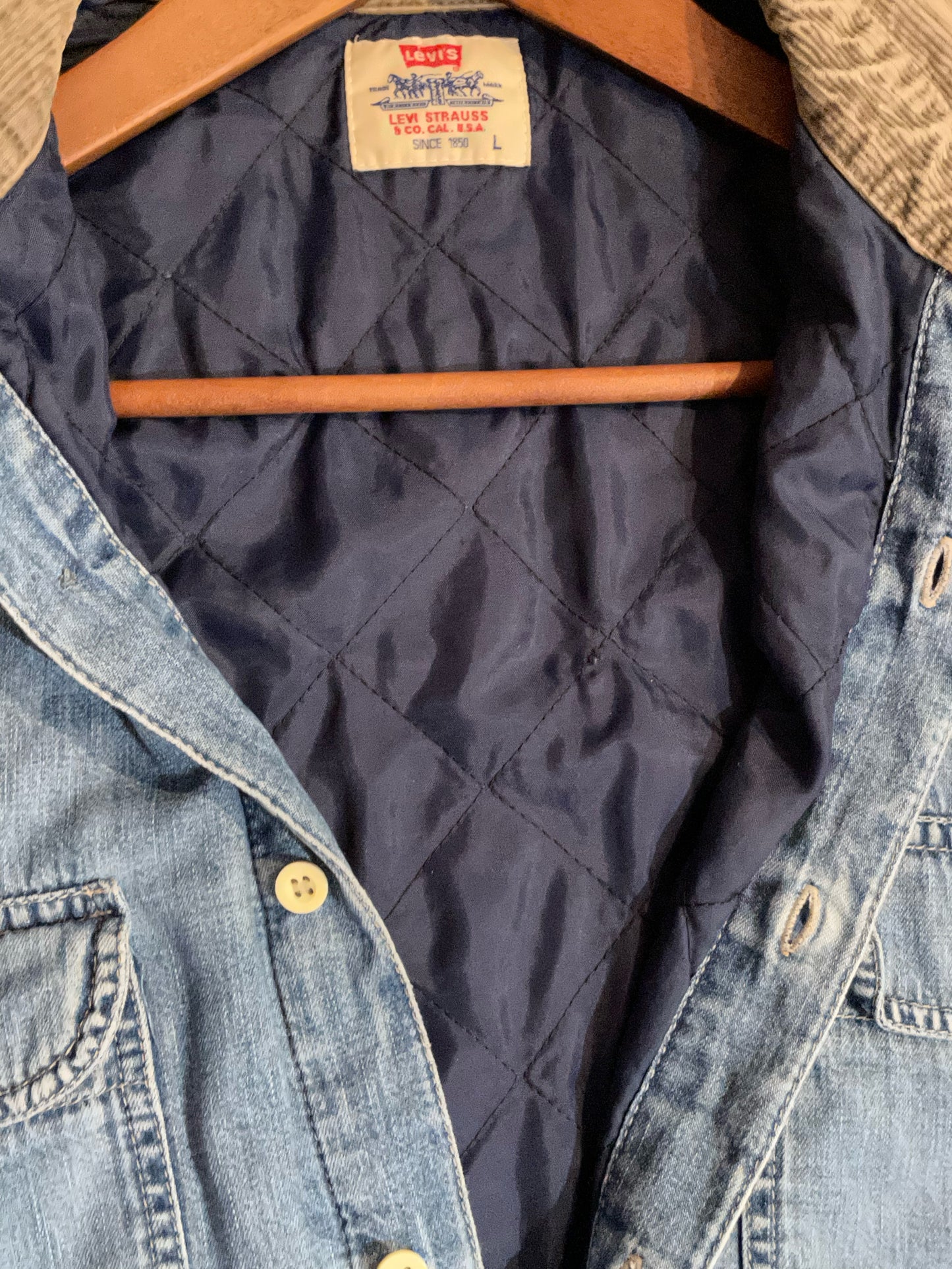 VINTAGE LEVI'S CORDUROY COLLAR SHIRT JACKET SZ: L