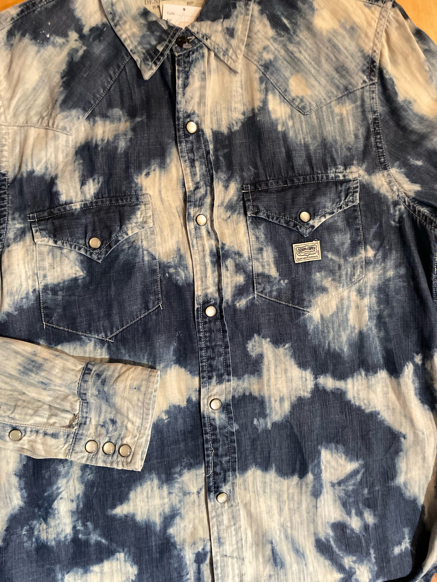 VINTAGE DENIM & SUPPLY RALPH LAUREN TIE DYE SHIRT  SZ: M