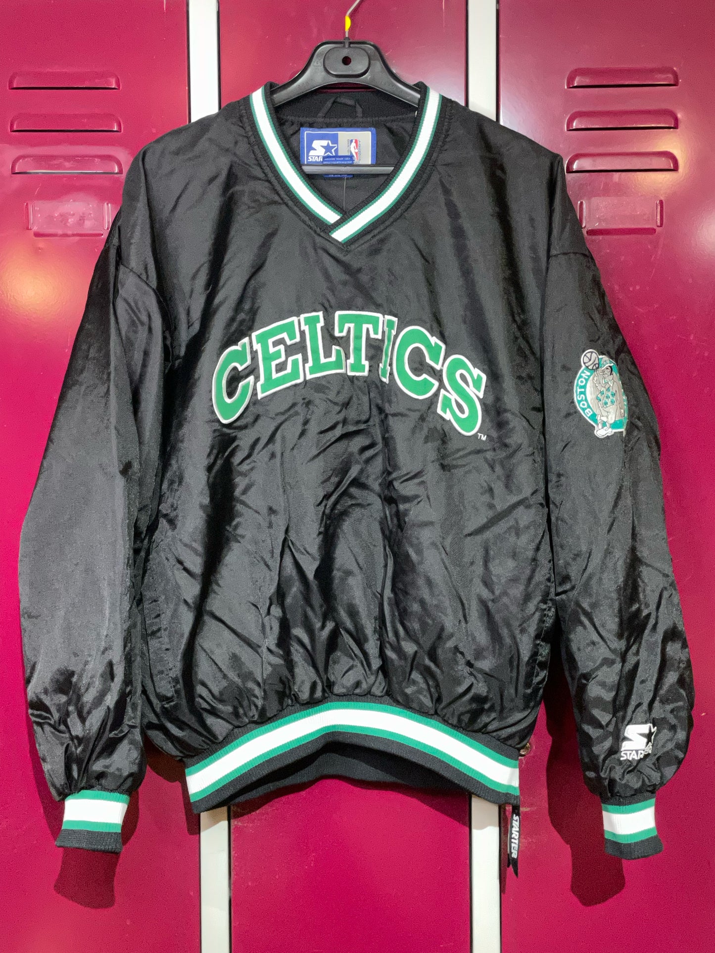 VINTAGE 90s STARTER BOSTON CELTICS PULLOVER WINDBREAKER JACKET SZ: XL