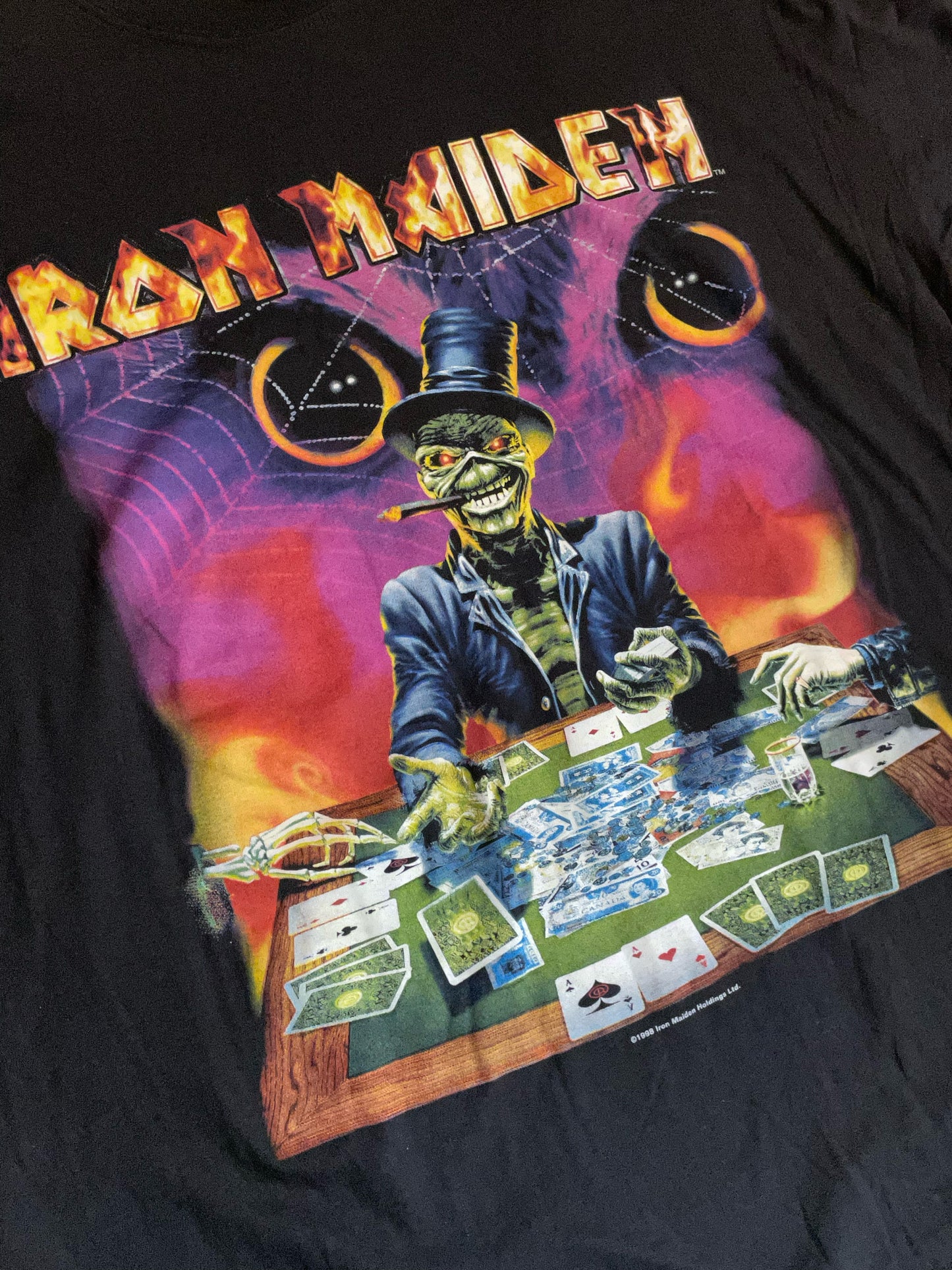 VINTAGE 1998 IRON MAIDEN "WORLD TOUR" MUSIC BAND T-SHIRT SZ: L