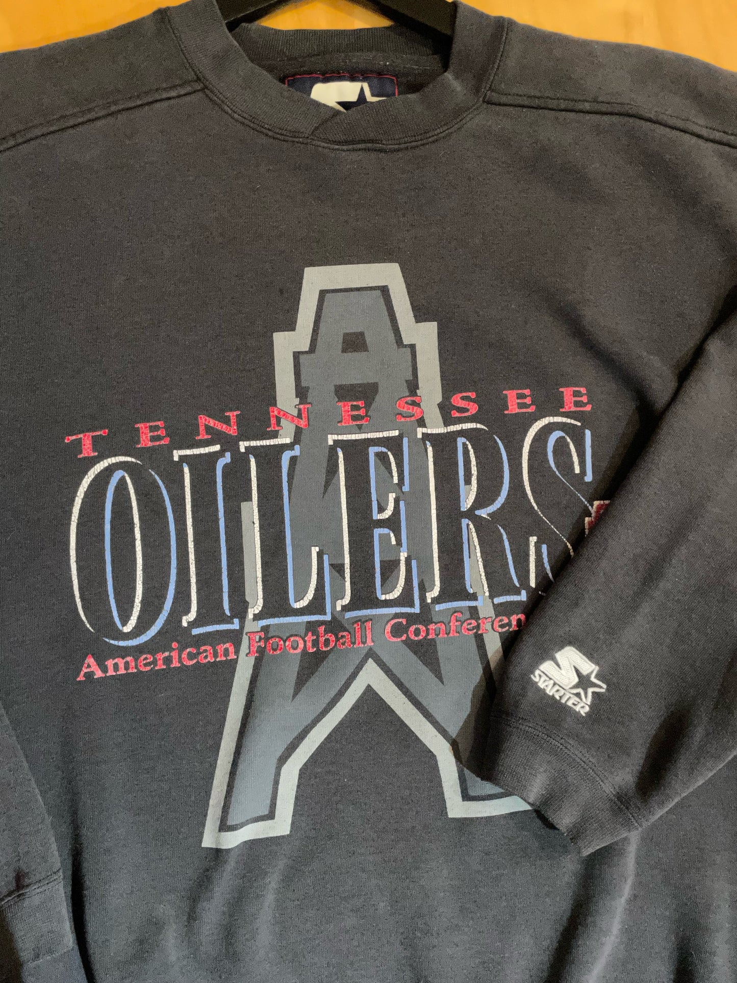 VINTAGE 90s STARTER TENNESSEE OILERS NFL CREWNECK SWEATSHIRT SZ: M