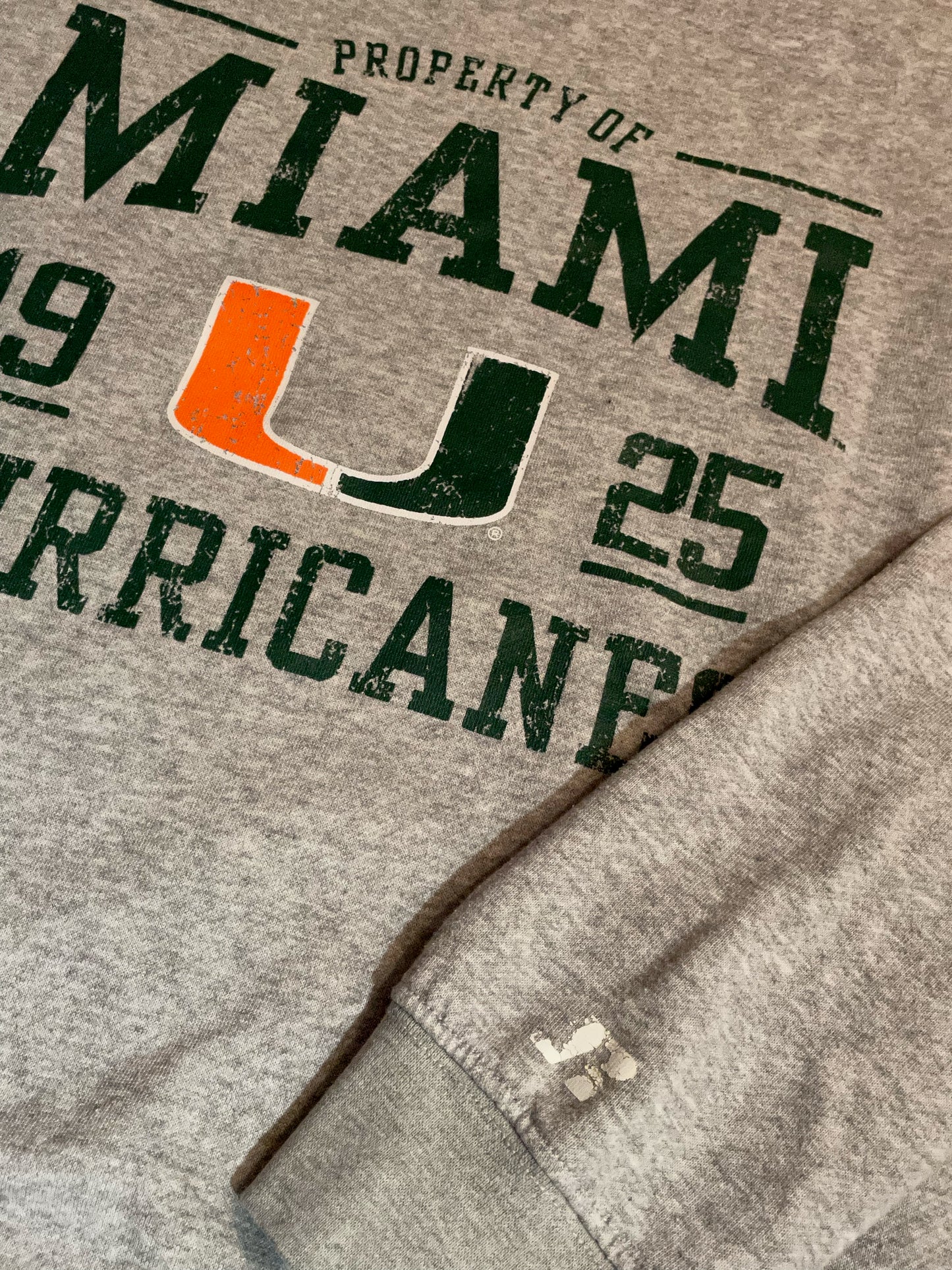 RUSSELL ATHLETIC "MIAMI HURRICANES" CREWNECK SWEATSHIRT SZ: L